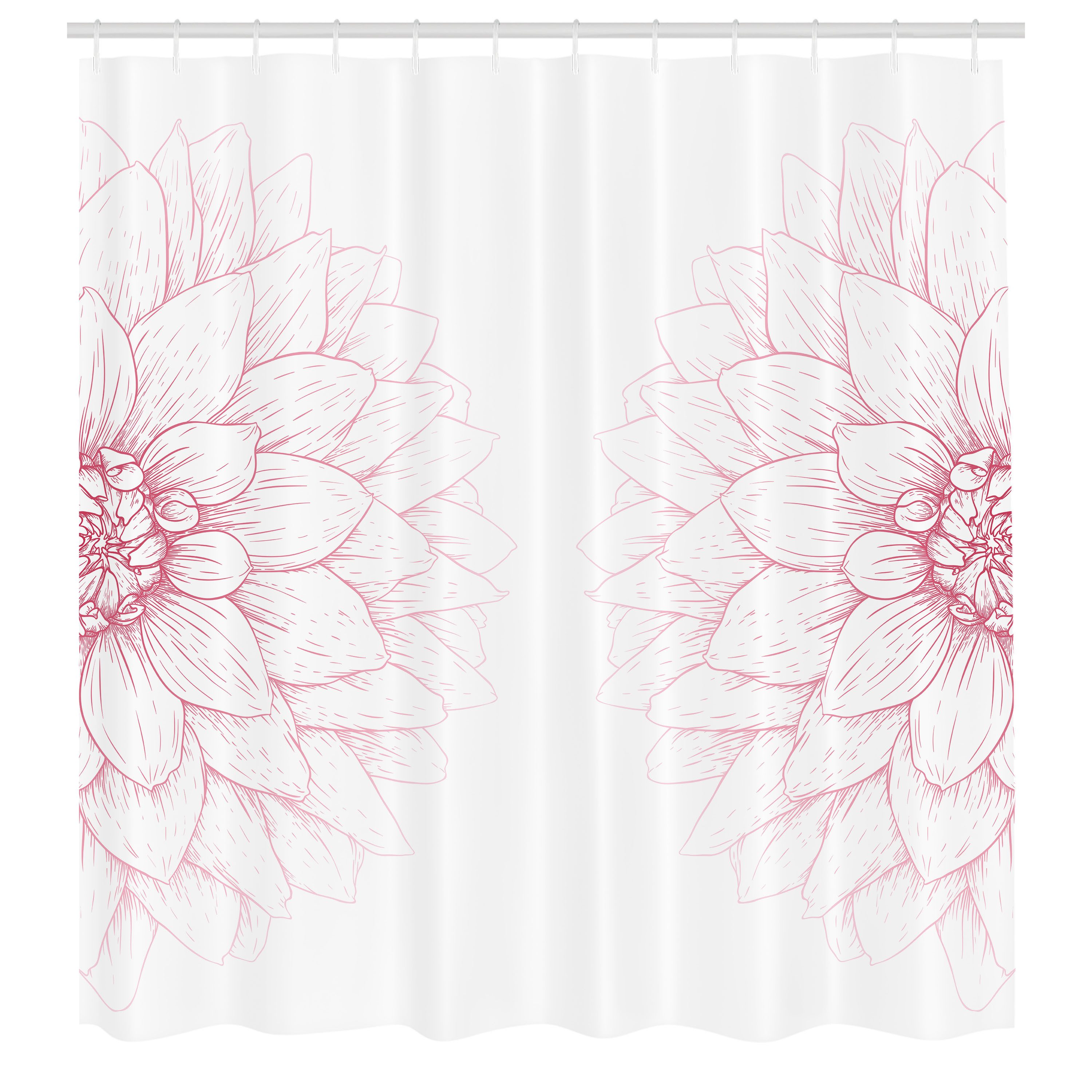 Abakuhaus Duschvorhang Moderner Digitaldruck mit 12 Haken auf Stoff Wasser Resistent Breite 175 cm, Höhe 180 cm, Blumen Rosa Blüten-Blumen