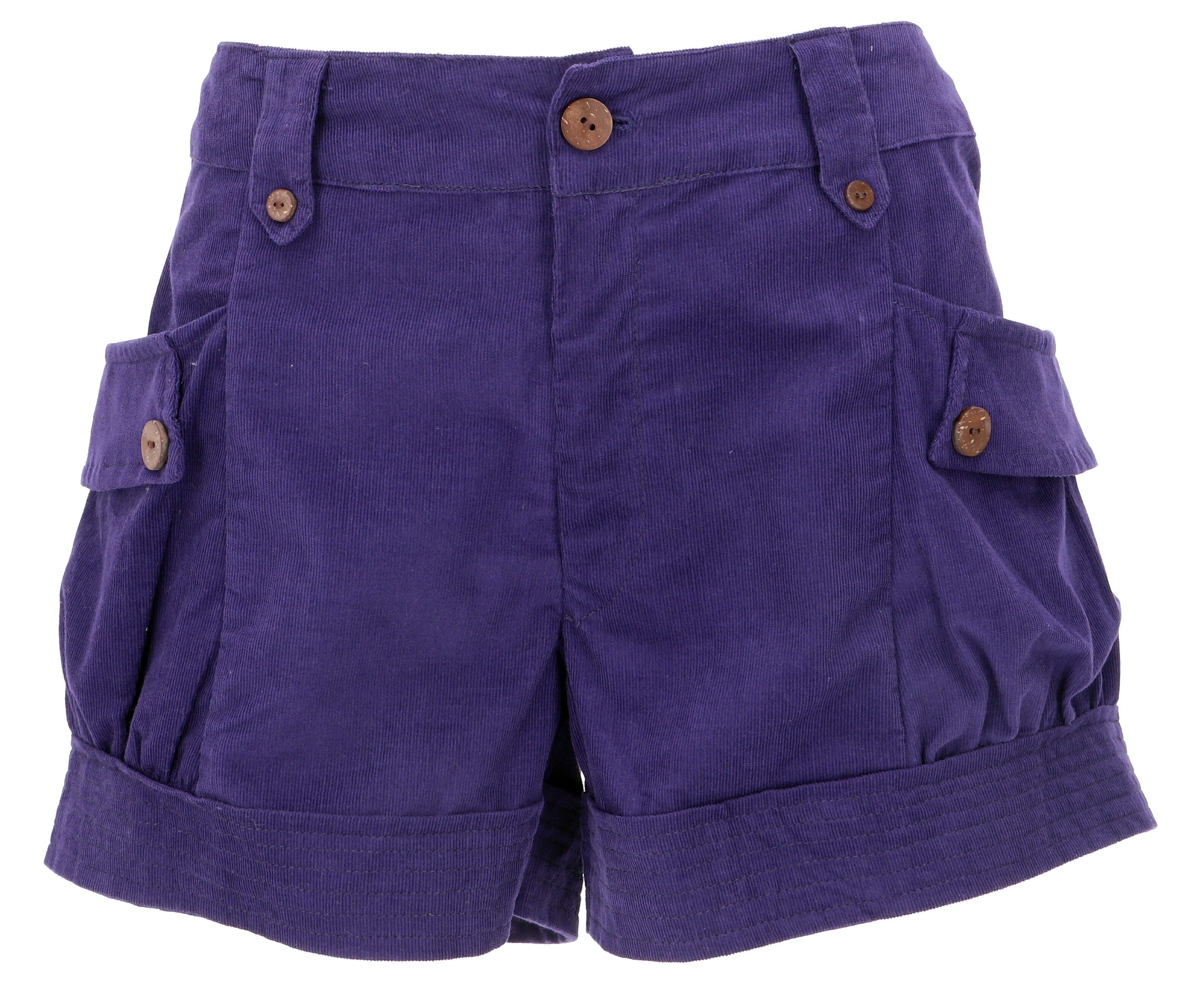 Guru-Shop Hose & Shorts Bequeme Cordshorts, kurze Hose mit Kokosknöpfen.. alternative Bekleidung