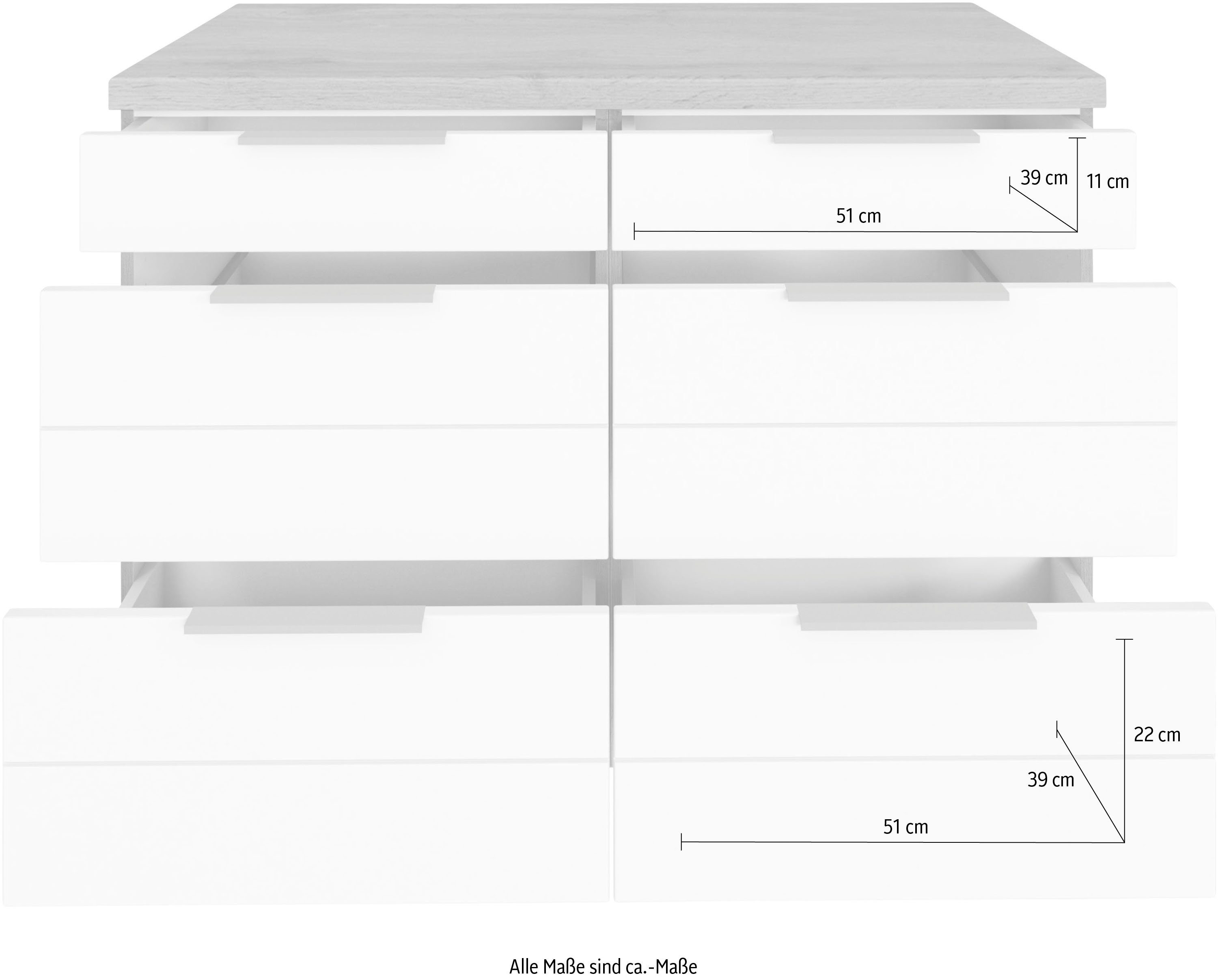 HELD breit, Matt/wotaneiche Lisene viel waagerechter Luhe MDF-Fronten Stauraum, | MÖBEL mit wotaneiche weiß für 120 Unterschrank cm