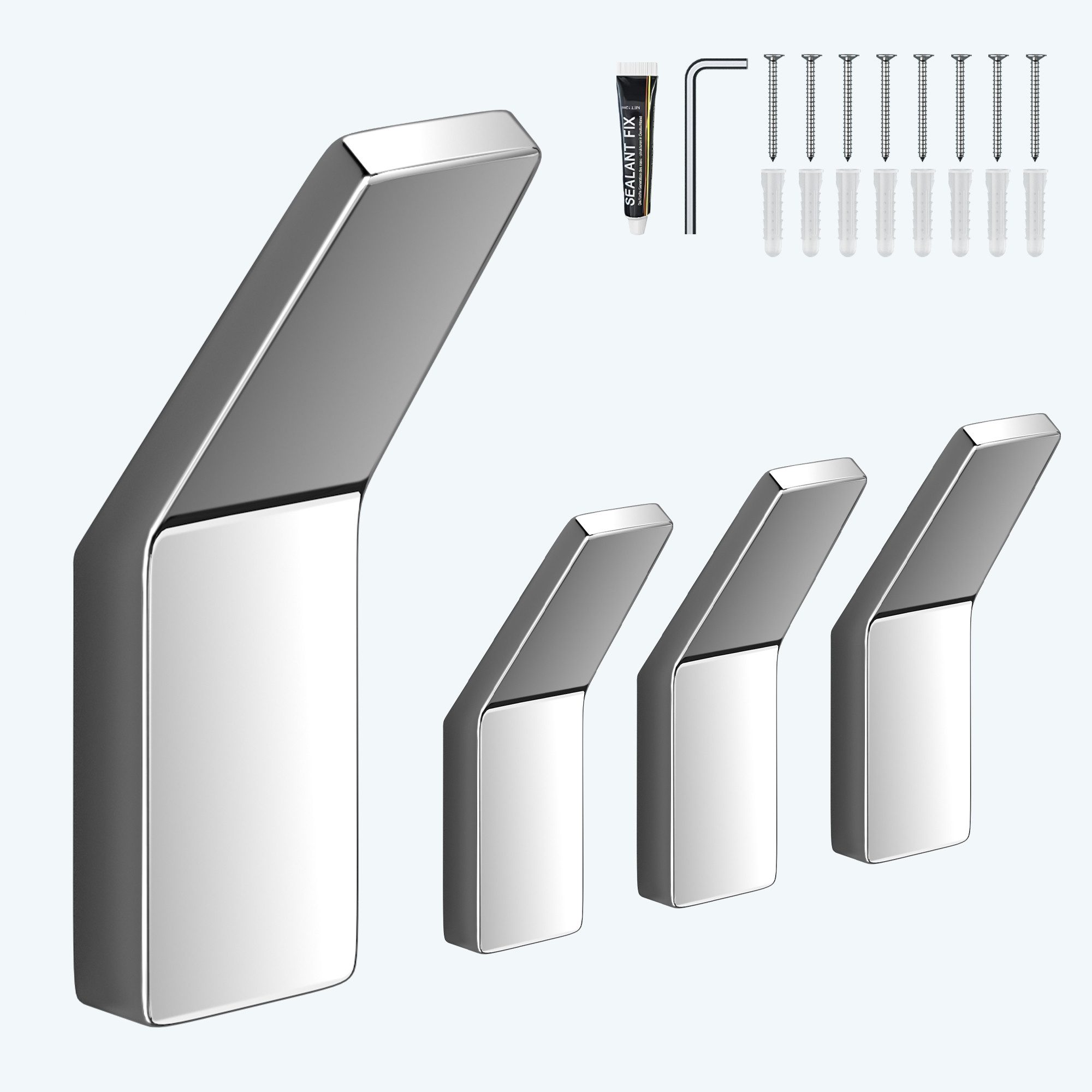 Mai & Mai Wandgarderobe Kleiderhaken Garderobenhaken 4 Stück BxTxH: 24x9x75cm Stalo-13, aus hochwertiger Zinklegierung, Minimalistische Design