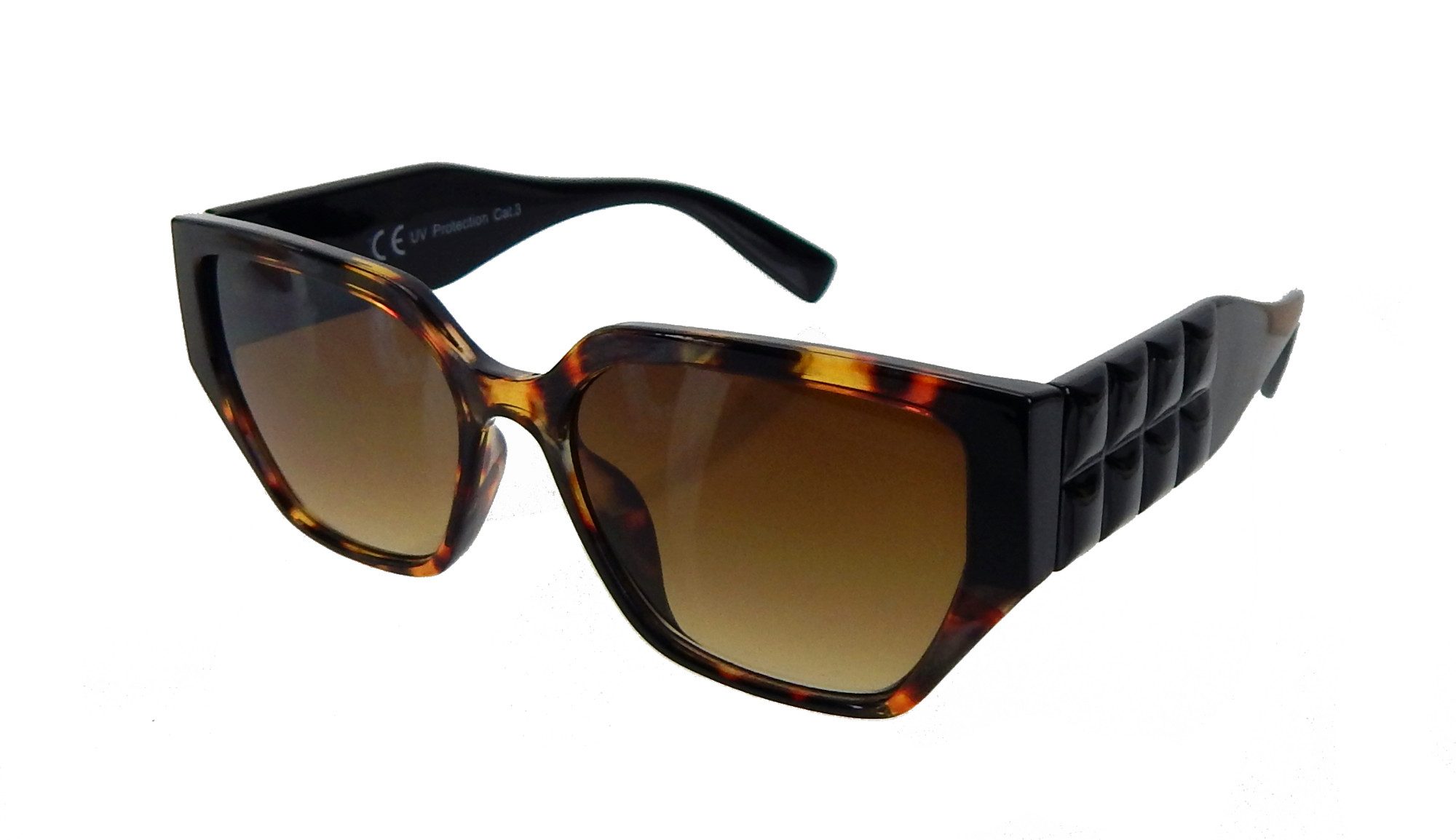 Ella Jonte Sonnenbrille in Braun-Schwarz mit markanten breiten Bügeln und UV400-Schutz