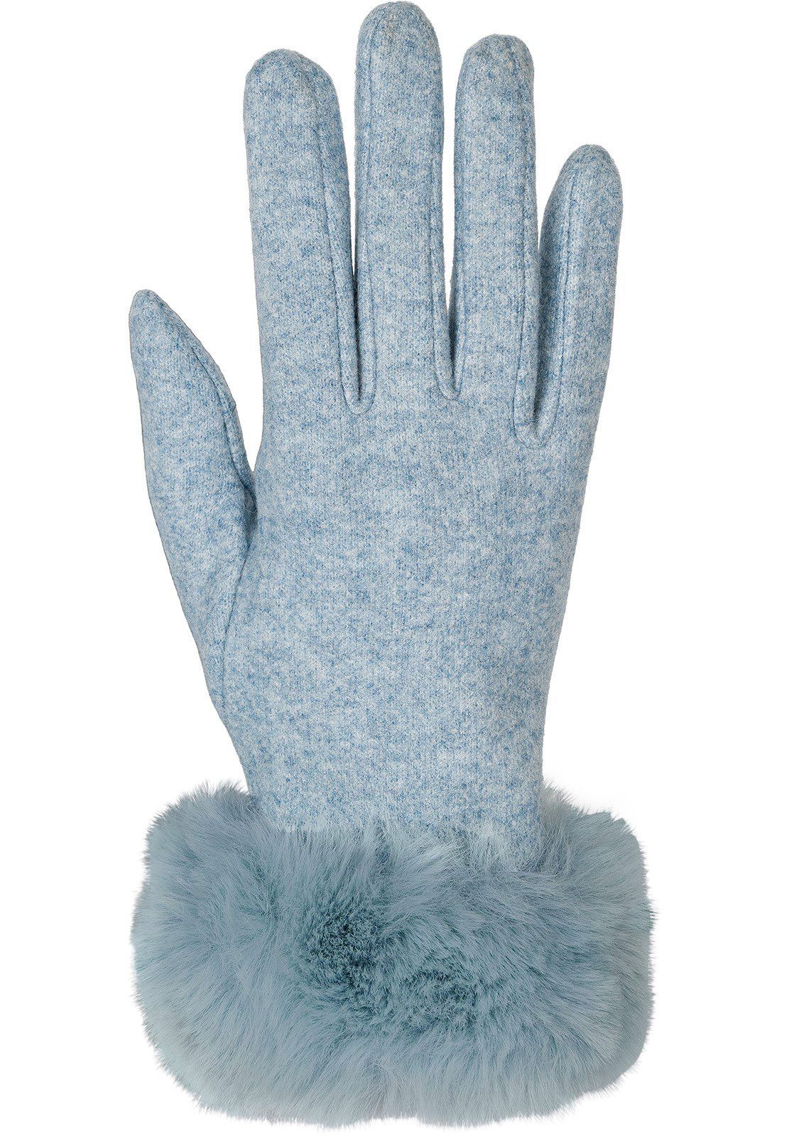 styleBREAKER Kunstfell Touchscreen mit Hellblau Handschuhe Fleecehandschuhe