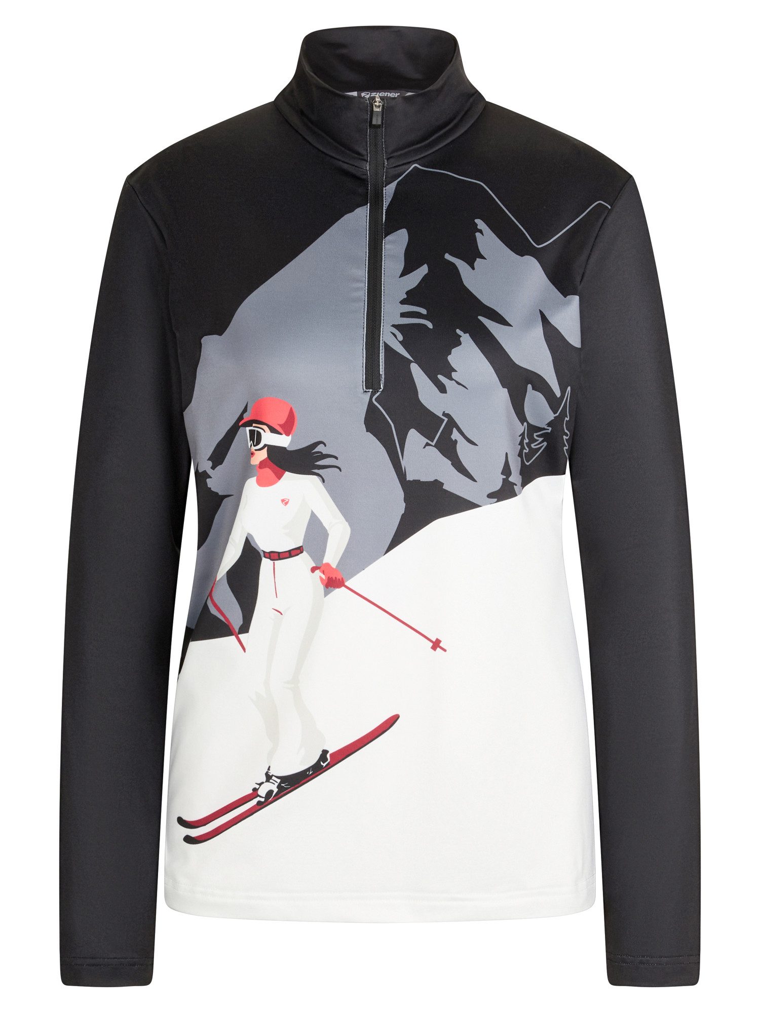 Ziener Sweatshirt JAILA-Z DAMEN Stretchmaterial, wärmend, funktionell, halber Front-Reißverschluss