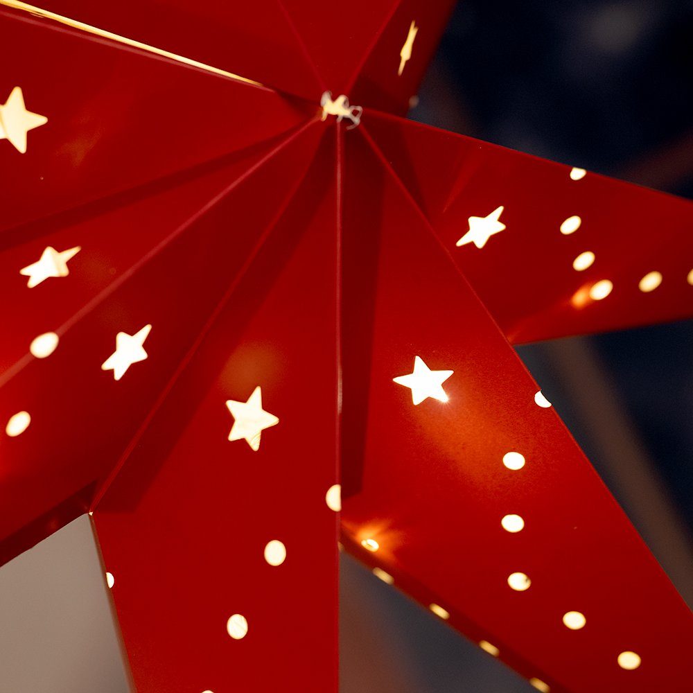 Strahler LED Stern LED Papier Dekolicht, Hänge rot Weihnachts Dielen Lampe Deko etc-shop X-MAS