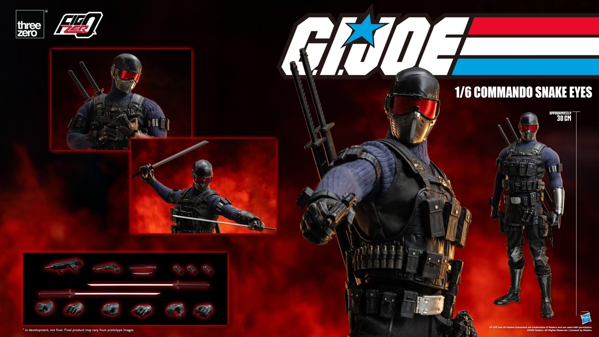 ThreeZero Actionfigur FigZero G.I. Joe 1/6 Commando Snake Eyes 30 cm Actionfigur