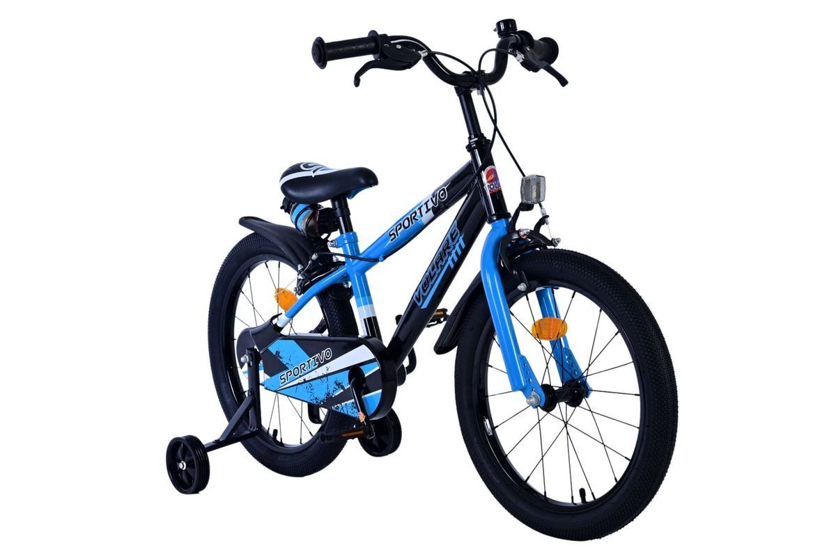 Volare Kinderfahrrad 18 Zoll Kinder Fahrrad Kinderfahrrad MTB Rad Bike Sportivo Blau 51863, 1 Gang, Seitenständer, Schutzbleche, Trinkflasche, Kettenschutz