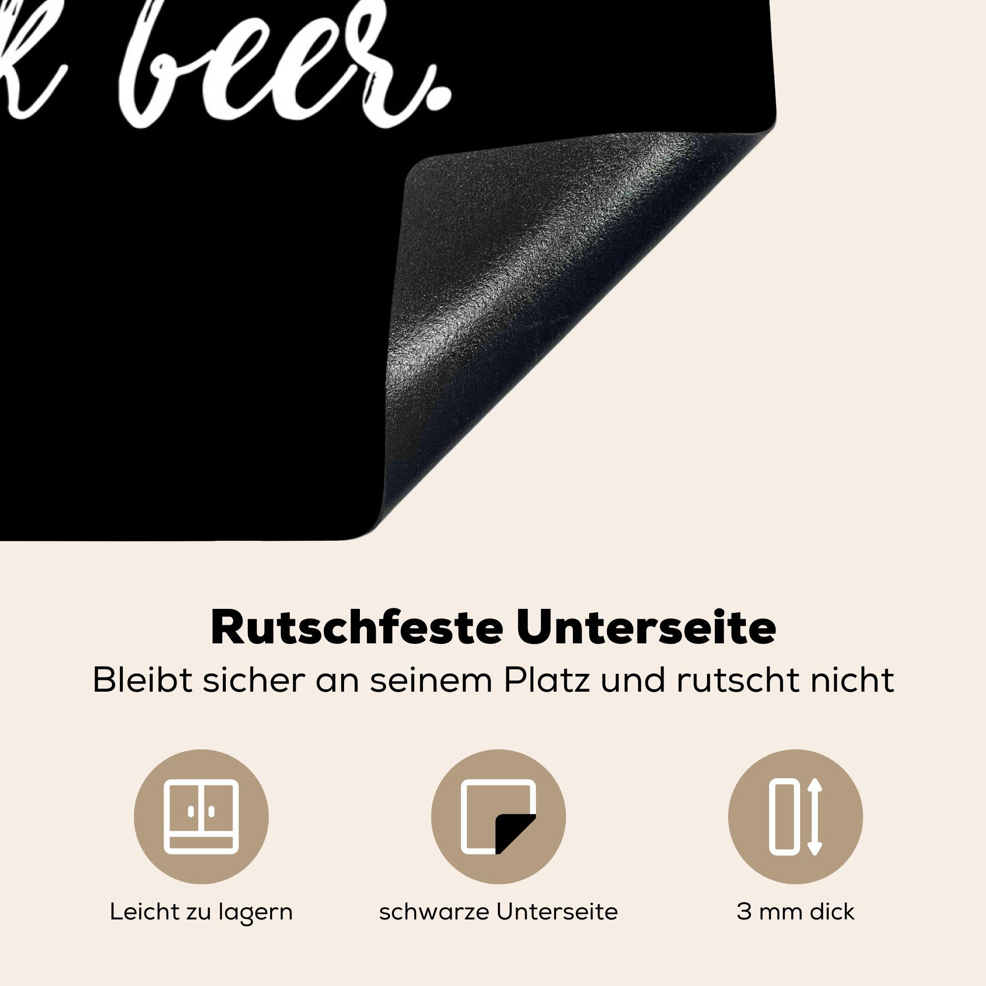 - Bier - Zitate Du - trinke tlg), Bier Ceranfeldabdeckung kochst, ich 70x52 (1 Herdblende-/Abdeckplatte - MuchoWow Mobile Kochen, cm, Vinyl, Sprichwörter Arbeitsfläche nutzbar,