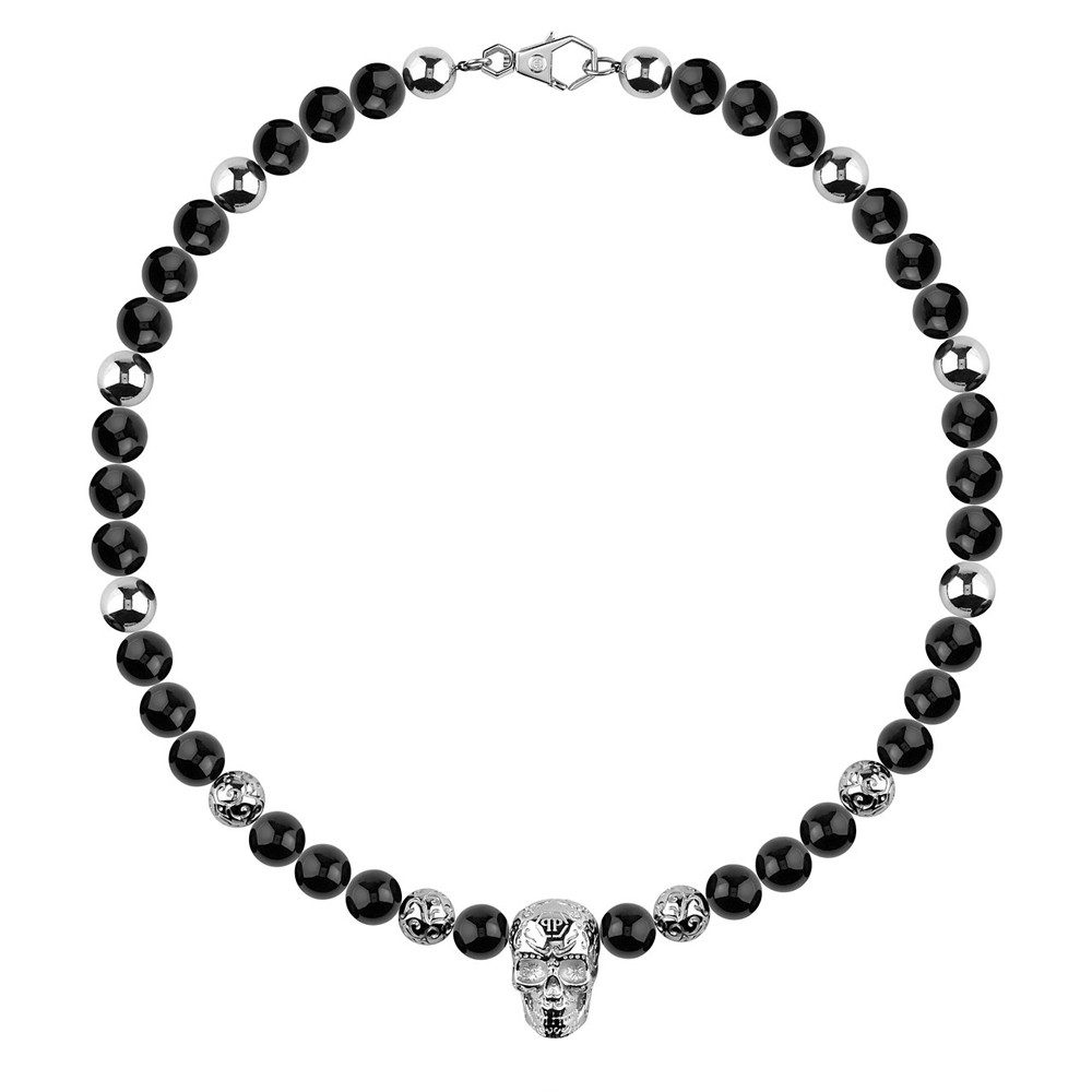 PHILIPP PLEIN Kette mit Anhänger PLEIN SIGNATURE Edelstahl, Schwarz PJNEA04NU
