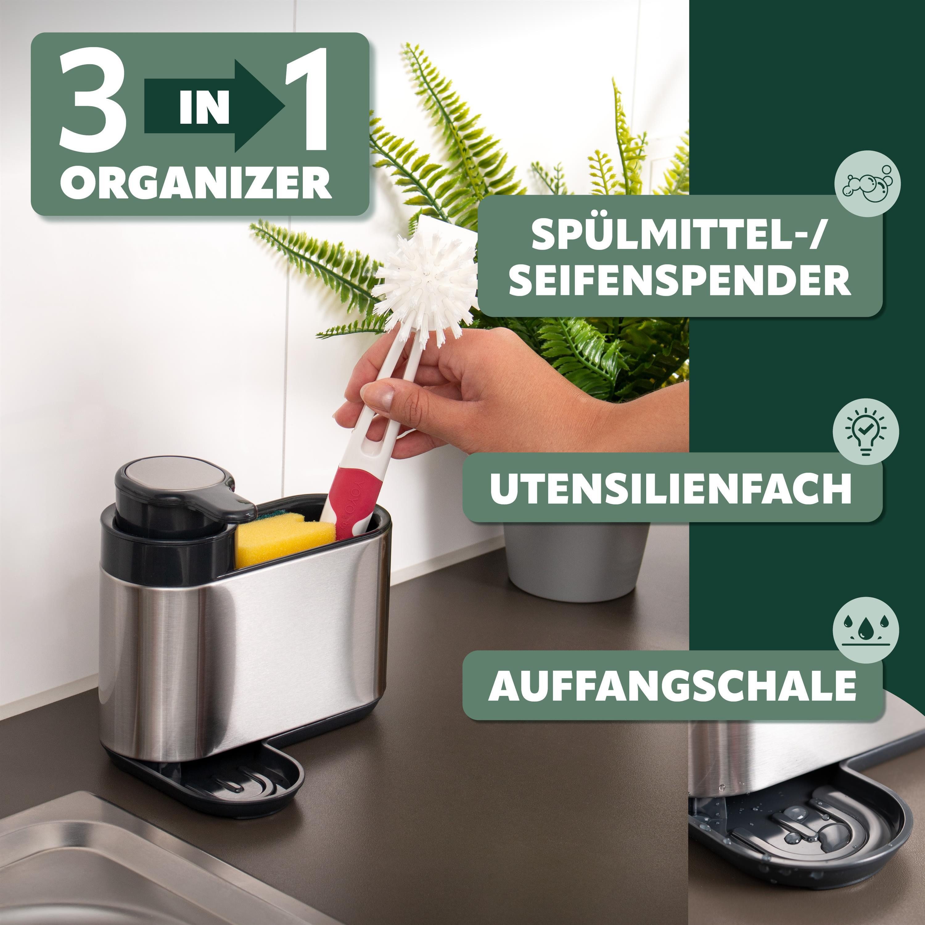 bremermann Spülmittelspender Spülbecken-Organizer mit Spülmittelspender und Schwammhalter