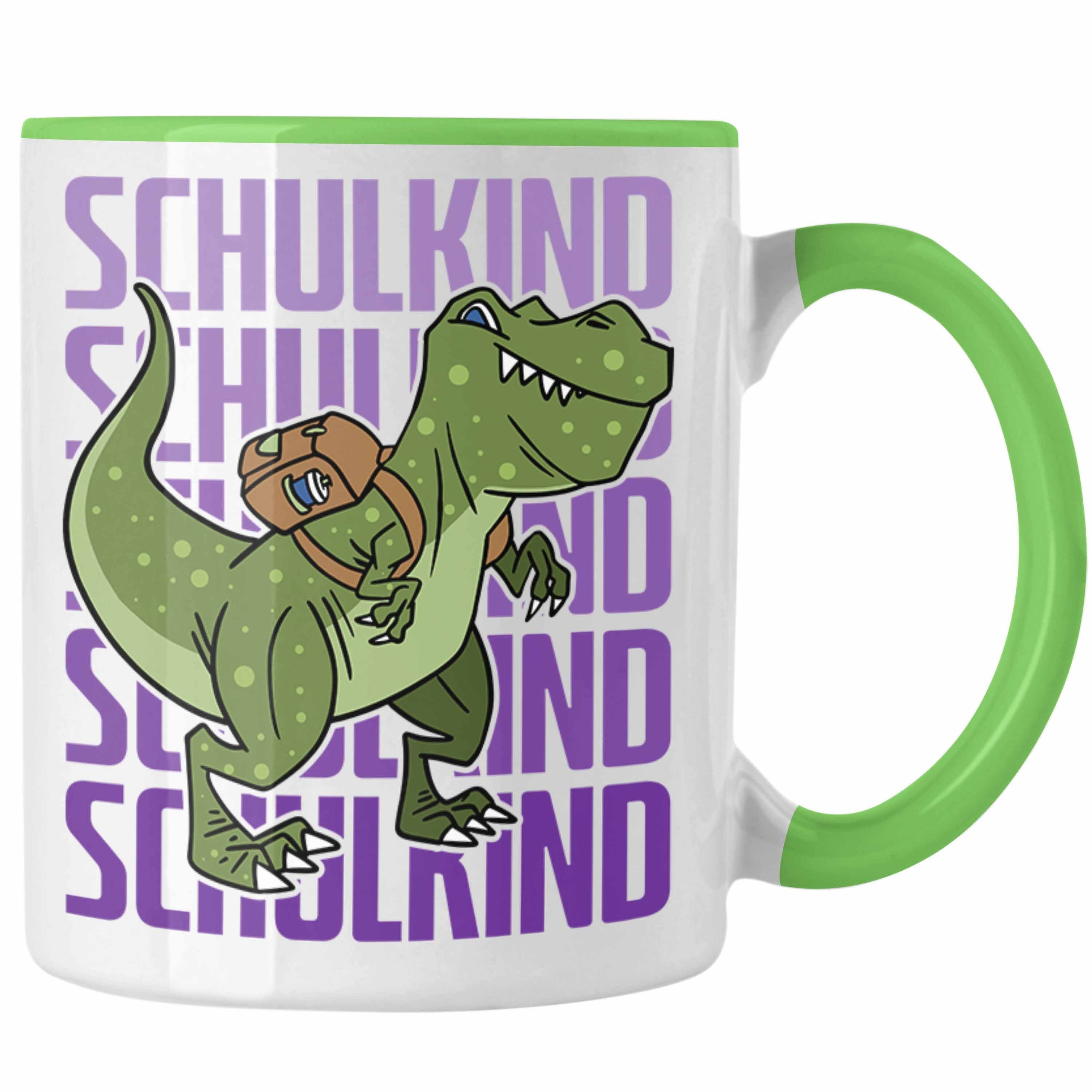 Tasse Trendation Tasse Jungs Erster Dino Geschenk Lustige T Grün Einschulung T-Rex Schultag: