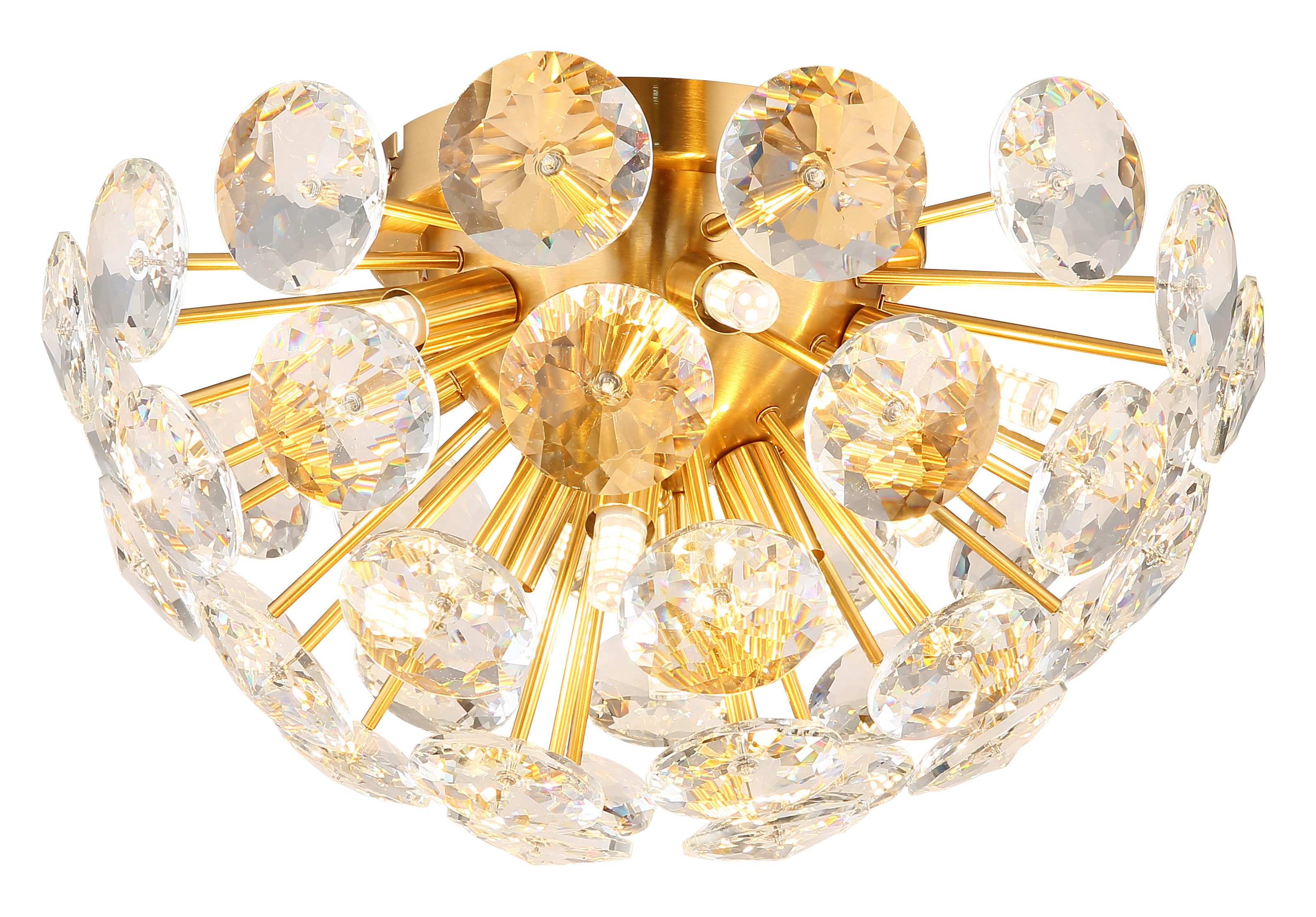 GLOBO LIGHTING Deckenleuchte VIRINA, ohne Leuchtmittel, Deckenlampe/goldfarben/Kristalle/elegant/Wohnzimmer