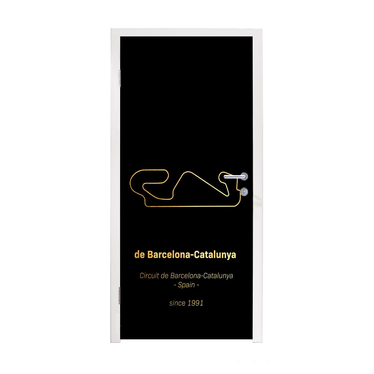 MuchoWow Türtapete F1 - Rennstrecke - Barcelona, Matt, bedruckt, (1 St), Fototapete für Tür, Türaufkleber, 75x205 cm