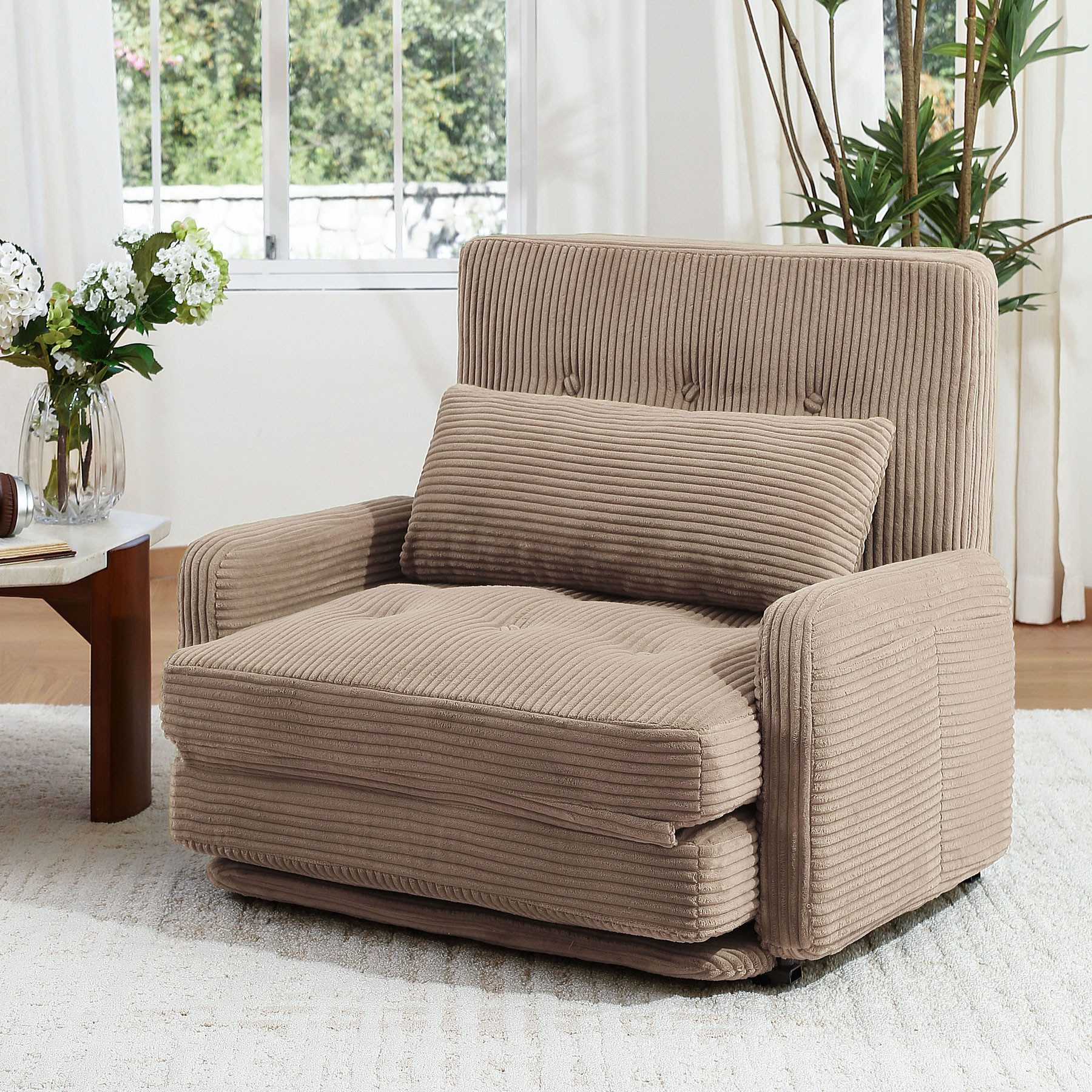 HomeMiYN Schlafsofa Schlafsessel 2-Sitzer mit Schlaffunktion, Klappsessel Bodensofa, Schlafsofa Loveseat, Bodensofa Klappsofa 2-Sitzer mit Schlaffunktion