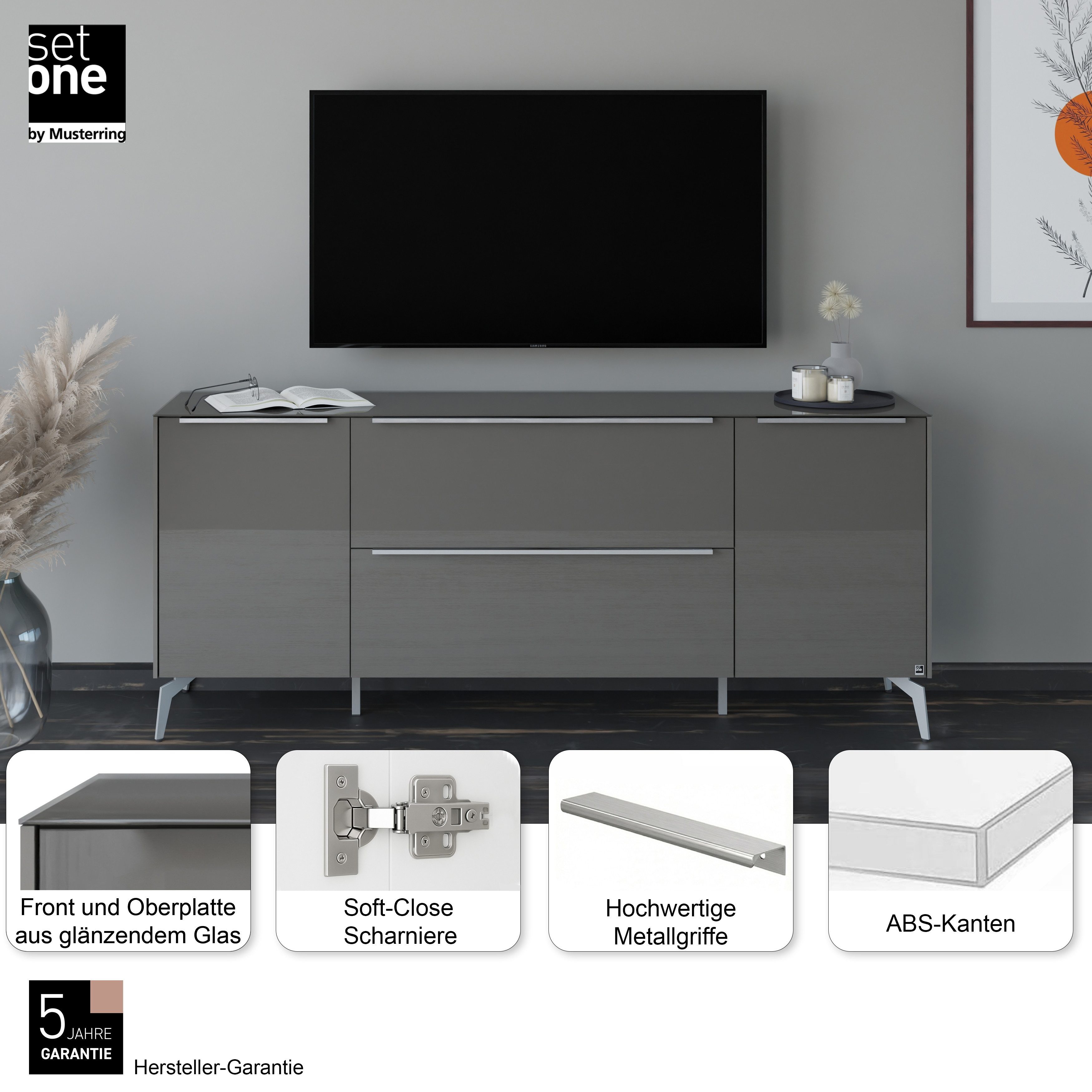 set one by Musterring Lowboard Reno (1 St), Mit Winkelfuß in diversen Farben, 78 cm Höhe & Farbauswahl