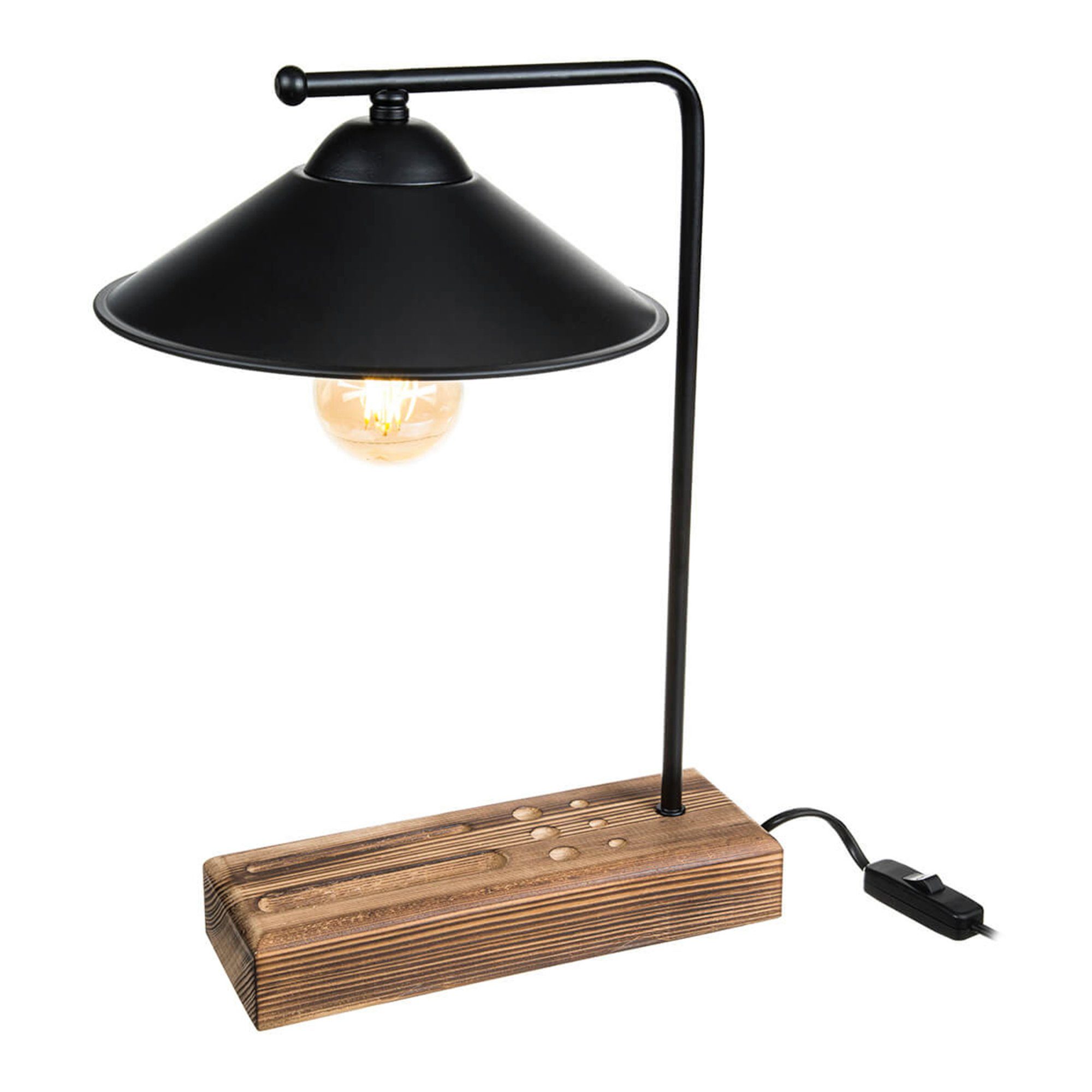 x lux.pro / 1 cm ohne E27 Schwarz hoch Leuchtmittel, Holz Tischlampe Folkestone Tischleuchte, 38