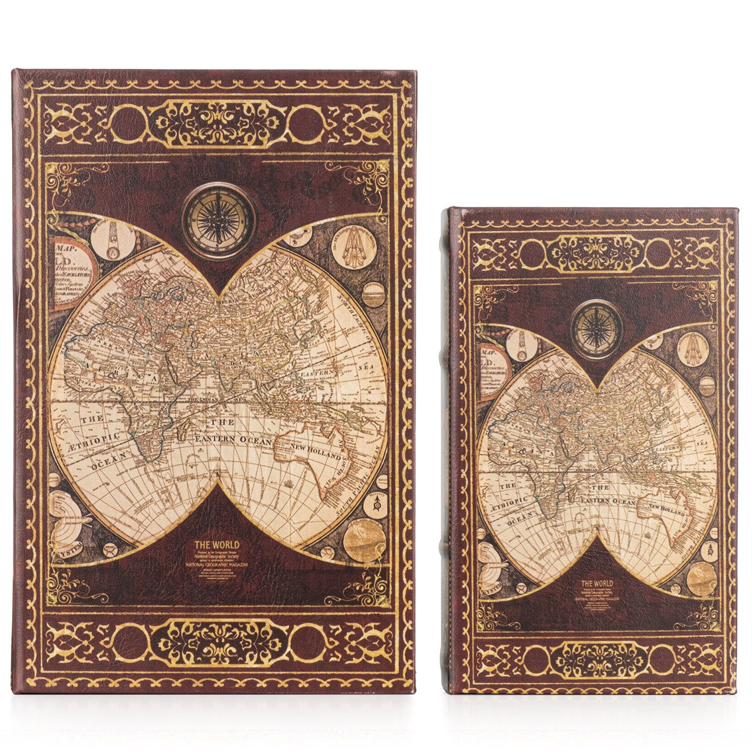 Moritz Etui Buchhüllen Set Weltkarte 18. Jhdt. 2-teilig mit Geheimfach