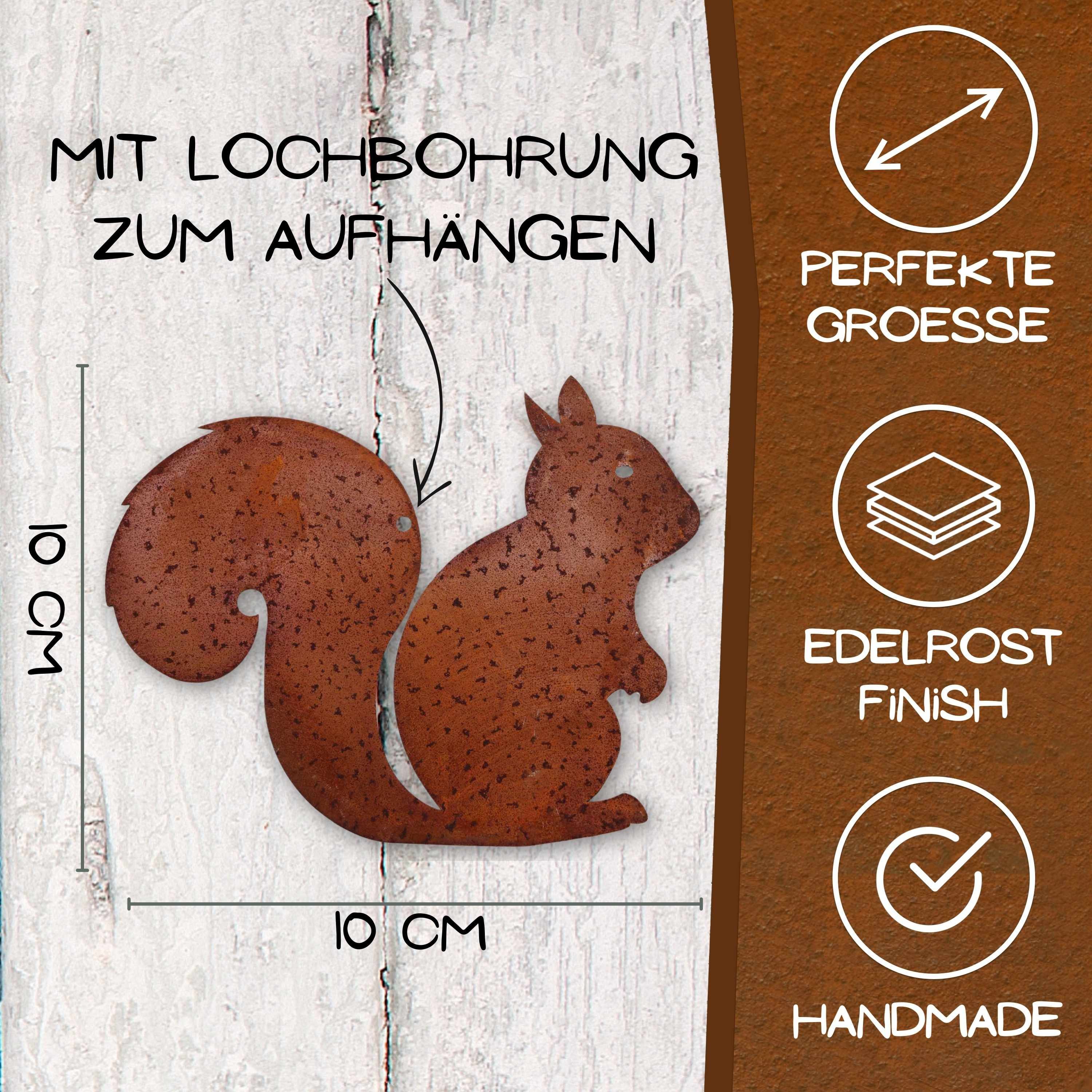 Rostikal Gartenfigur Eichhörnchen Dekofigur Herbstdeko, echter Rost günstig online kaufen