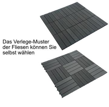 BONETTI WPC-Fliesen Terrassenfliese, ca. 30x30 cm, 11 St., Farbe: grau, Wetterfest, Für Innen und Außen, Einfache Montage durch Stecksystem