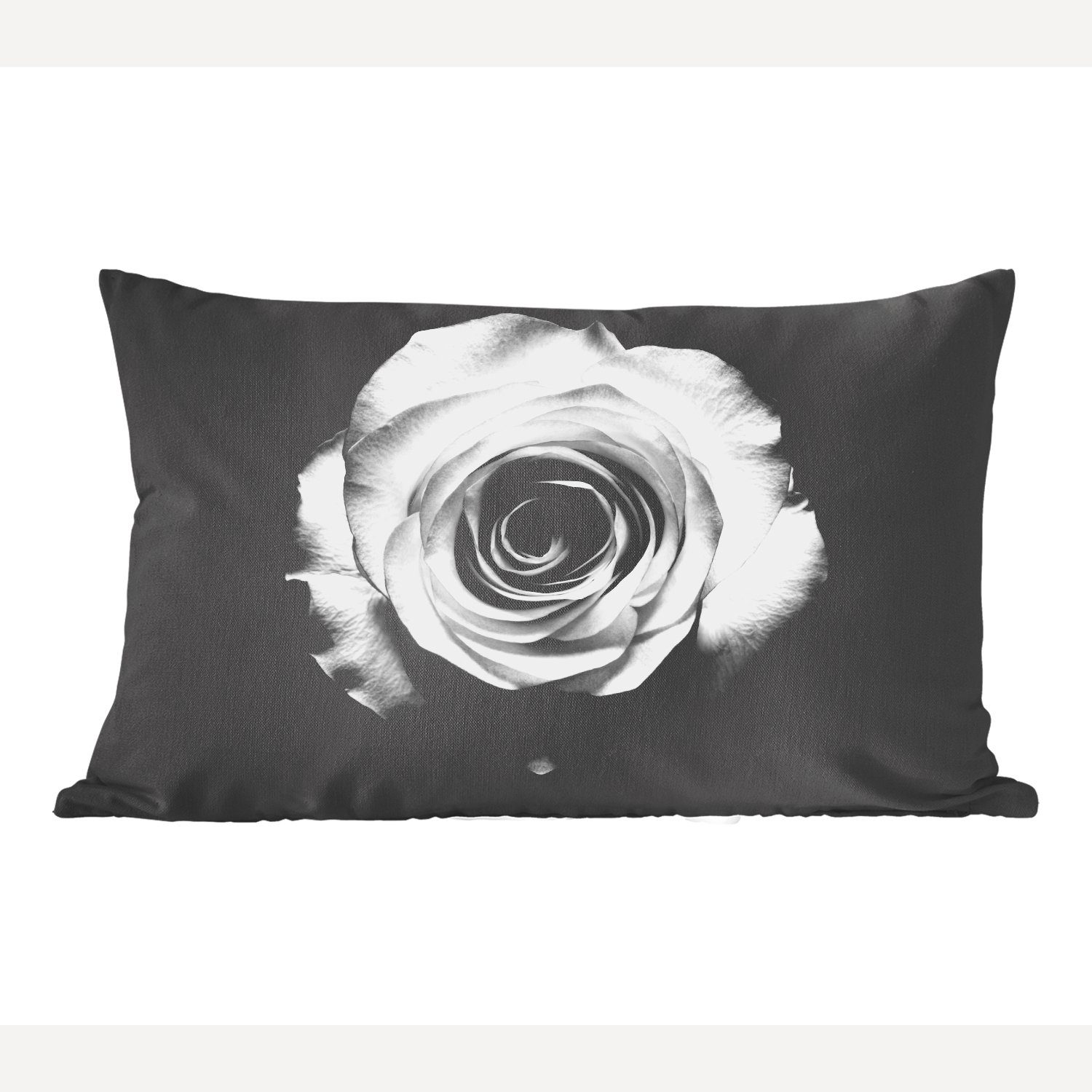 MuchoWow Dekoration, - Dekokissen - Wohzimmer - Schlafzimmer mit Zierkissen, Füllung, Schwarz Weiß, Dekokissen Rose Blume