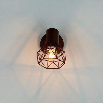 Licht-Erlebnisse Wandstrahler »MIA«, Wandlampe Metall E14 in Rost Braun