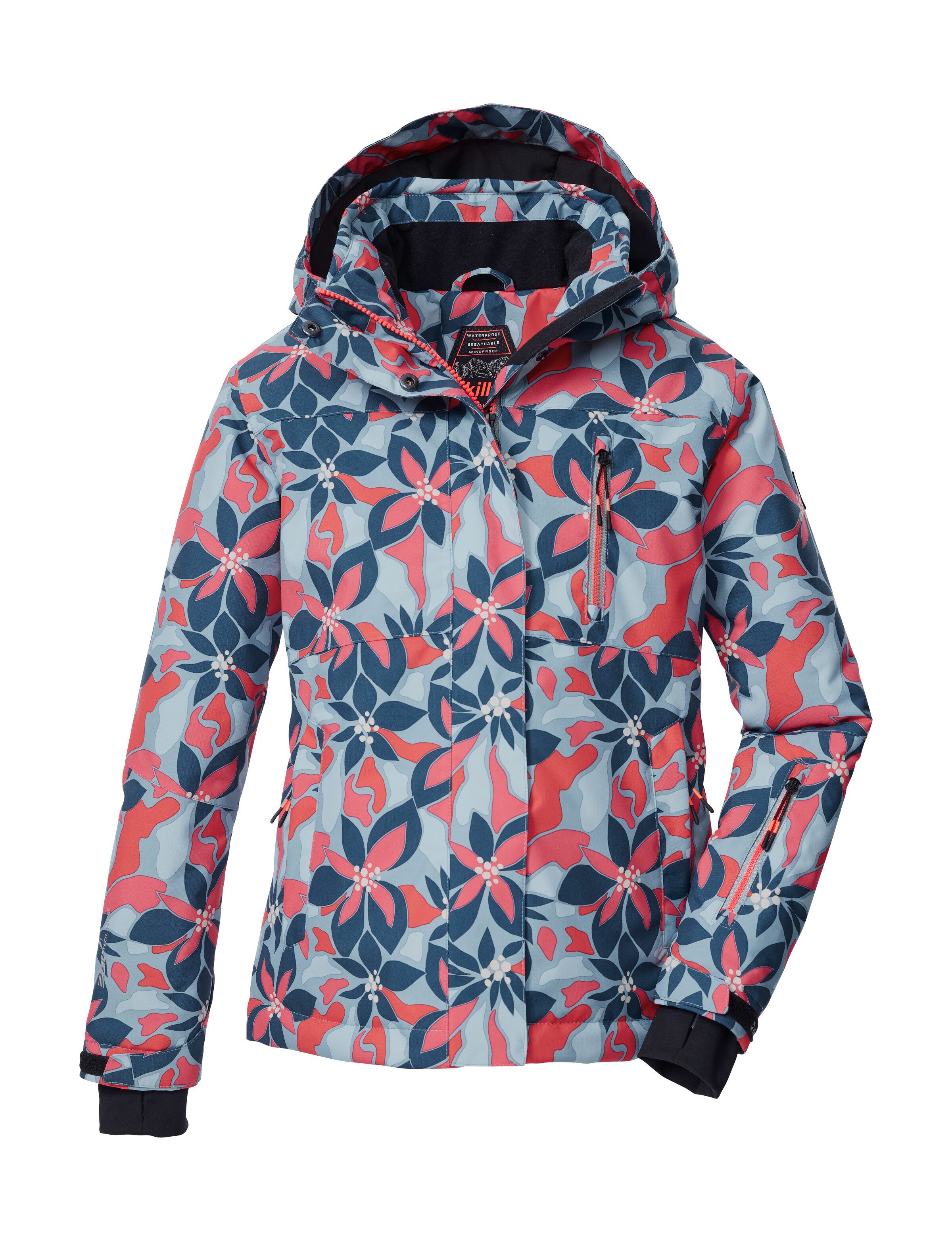 Killtec Skijacke KSW 211 GRLS SKI JCKT Wind- und wasserdichte Skijacke mit floralem Print und Stauraum