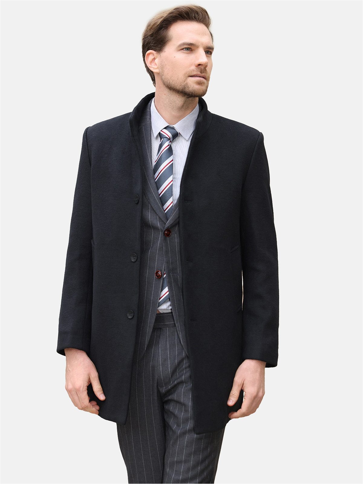 Allthemen Wollmantel Herren mittellanger Mantel Slim günstig online kaufen