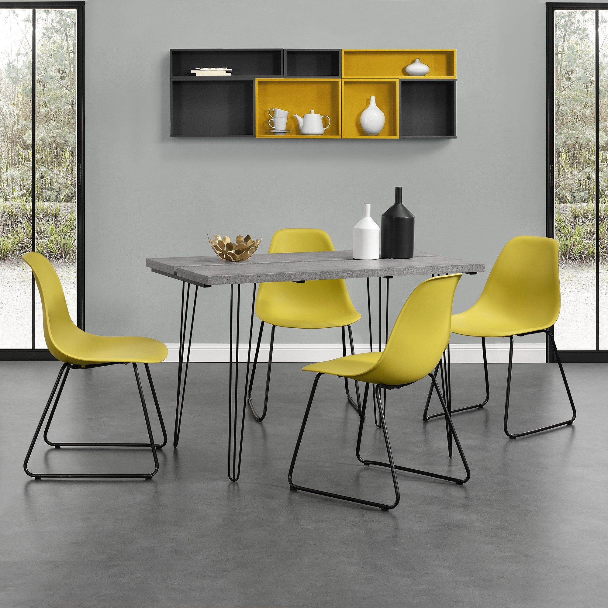 En Casa Essgruppe 5 Tlg Mantsala Esstisch 120x60cm Hairpin Legs Mit Kunststoff Stuhlen In Verschiedenen Farben Online Kaufen Otto
