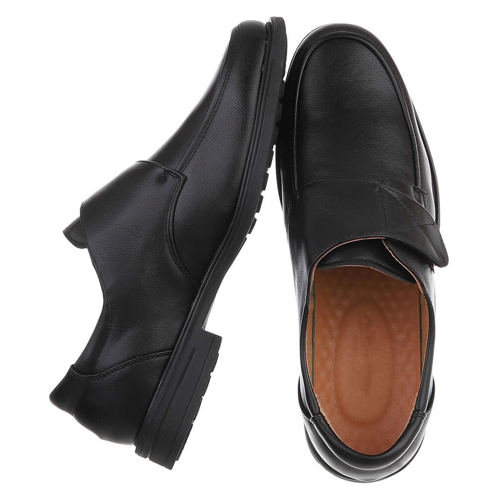 Coolwalk Herrenschuh Klettverschluss Leder-Optik Alltag Komfort Schnürschuh (91917795) Blockabsatz Halbschuhe in Schwarz – Bild 2 von 5