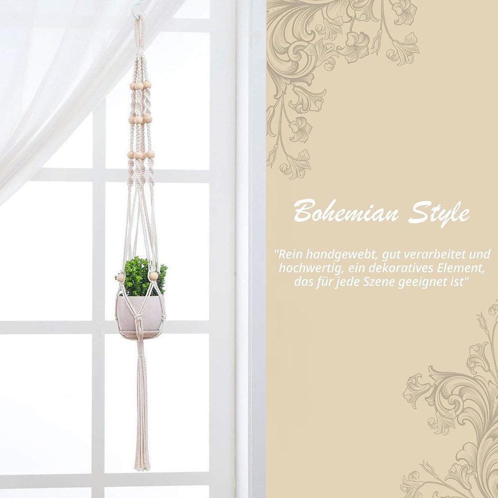 AFKSMILE Blumenampel Makramee Blumenampel 5er Set, Boho Deko Baumwollseil Hängeampel (5 St), Blumentopf Pflanzen Halter Aufhänger für Innen Außen Decken Balkone – Bild 5 von 5