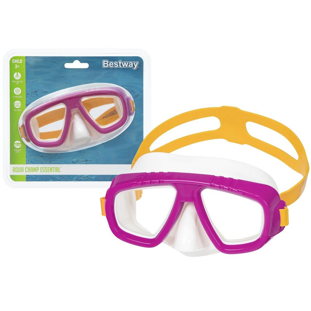 BESTWAY Taucherbrille Schwimmmaske Tauchmaske Schnorchelbrille, (Spar-Set, 1-St), Latexfrei, UV-Schutz, Polycarbonatgläser, verstellbar