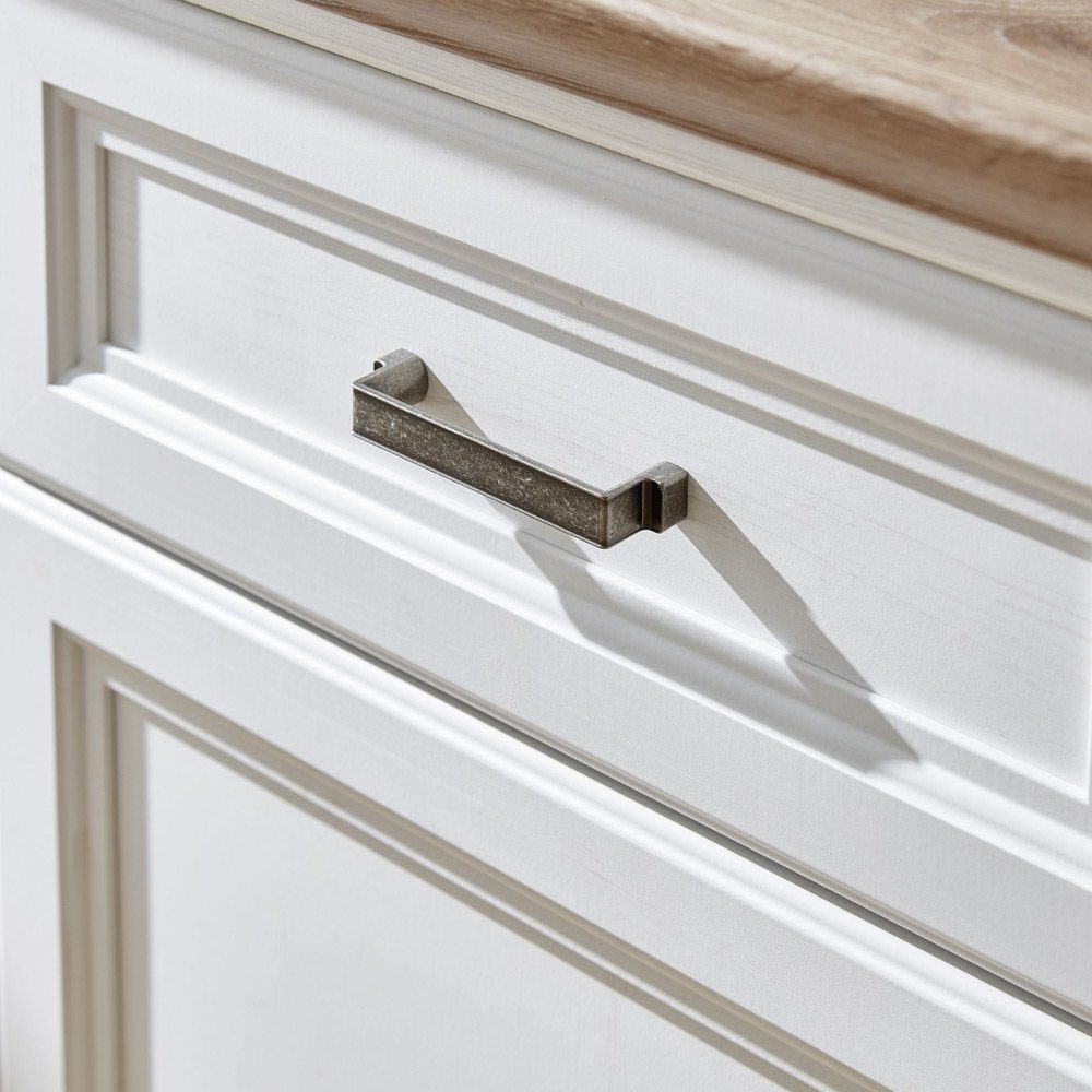 Lomadox Highboard JÜLICH-36, Pinie hell Nb., Deckplatte Artisan Eiche Nb. inkl. LED 143/150/42 cm