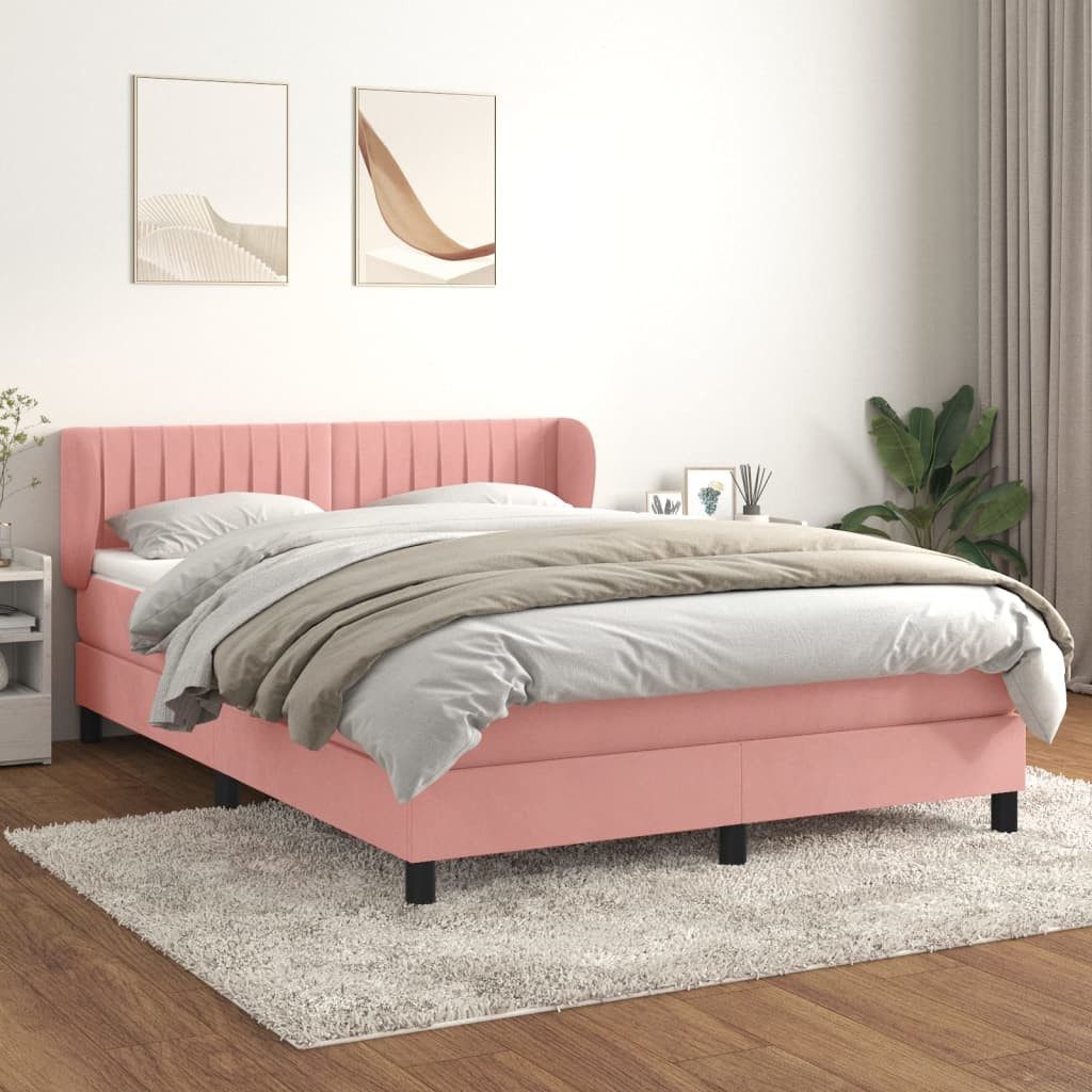 vidaXL Boxspringbett, Boxspringbett mit Matratze Rosa 140x200 cm Samt günstig online kaufen
