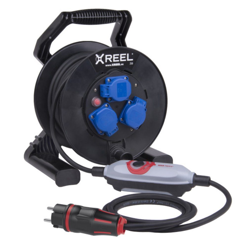 Personenschutzstecker PCE 9250027 Personenschutz-Kabeltrommel Kunststoff PRCD-S+ Schwarz, B