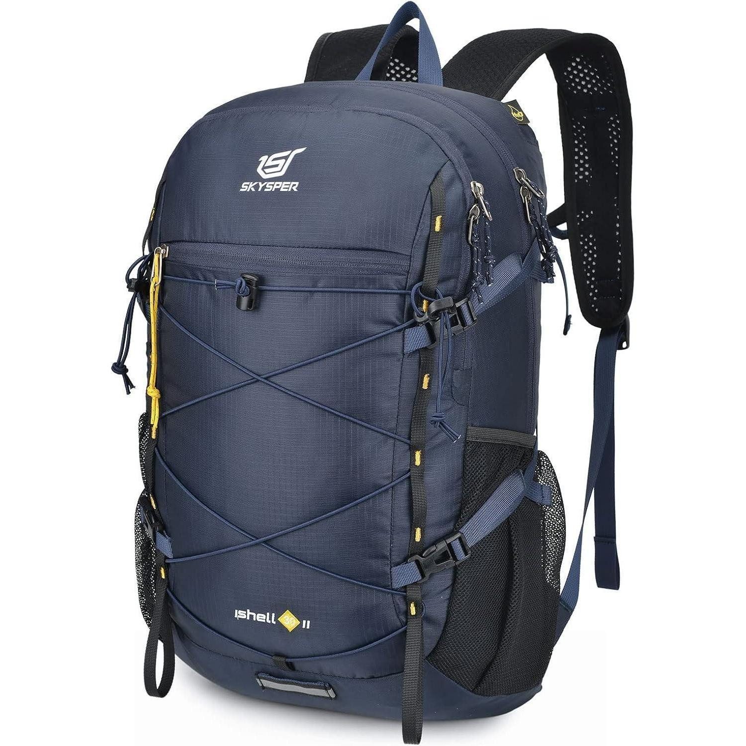 Wanderrucksack Rucksack 30L Faltbar Daypack Wasserfest Wandern Ishell30-marineblau