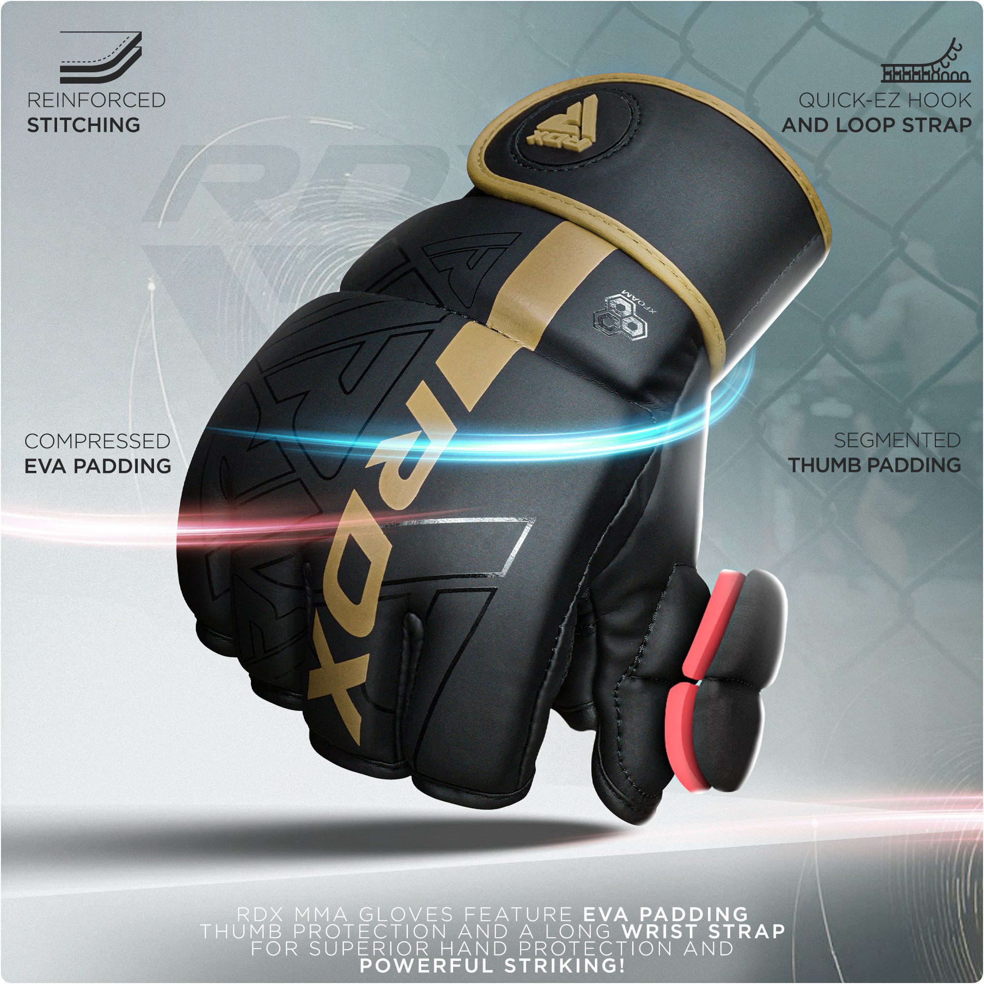 RDX Sports MMA-Handschuhe RDX MMA Handschuhe, MMA gloves Training, Sparring Grappling