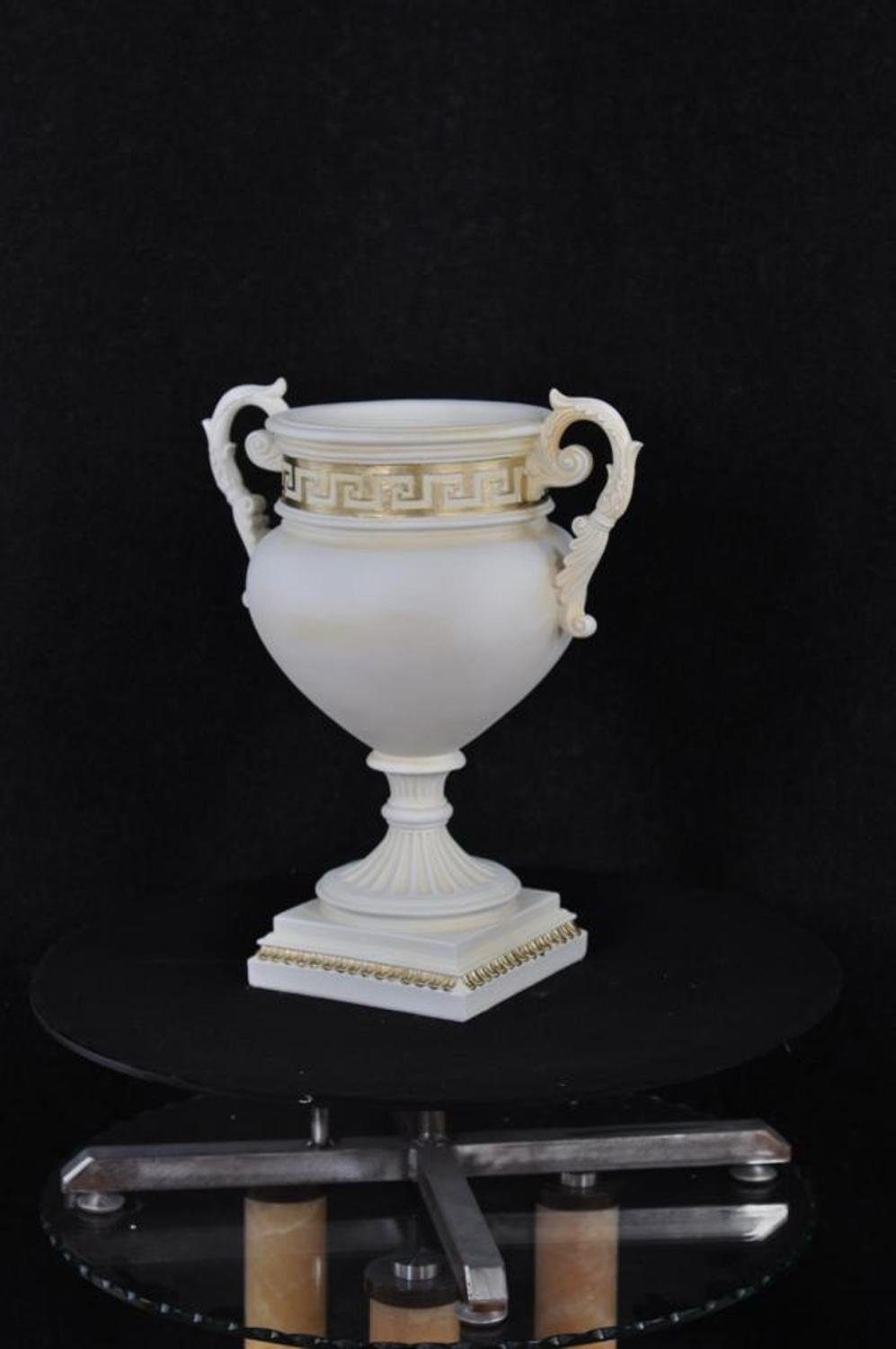 JVmoebel Skulptur Design Blumen Vasen Deko Kelch Topf Pokal XXL Handarbeit Weiß Vase 49cm
