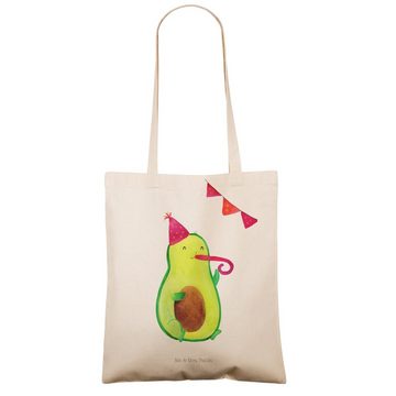 Mr. & Mrs. Panda Tragetasche Avocado Party Zeit - Transparent - Geschenk, Gesund, Einkaufstasche, (1-tlg), Cross Stitching Griffe