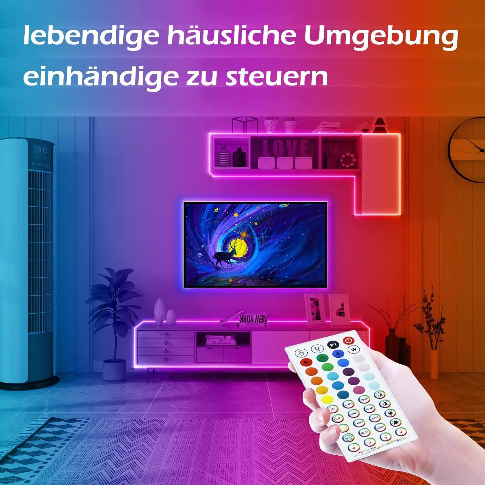 Nettlife LED Stripe Selbstklebend RGB APP-Steuerung 10/20/30m Lichtband Str günstig online kaufen