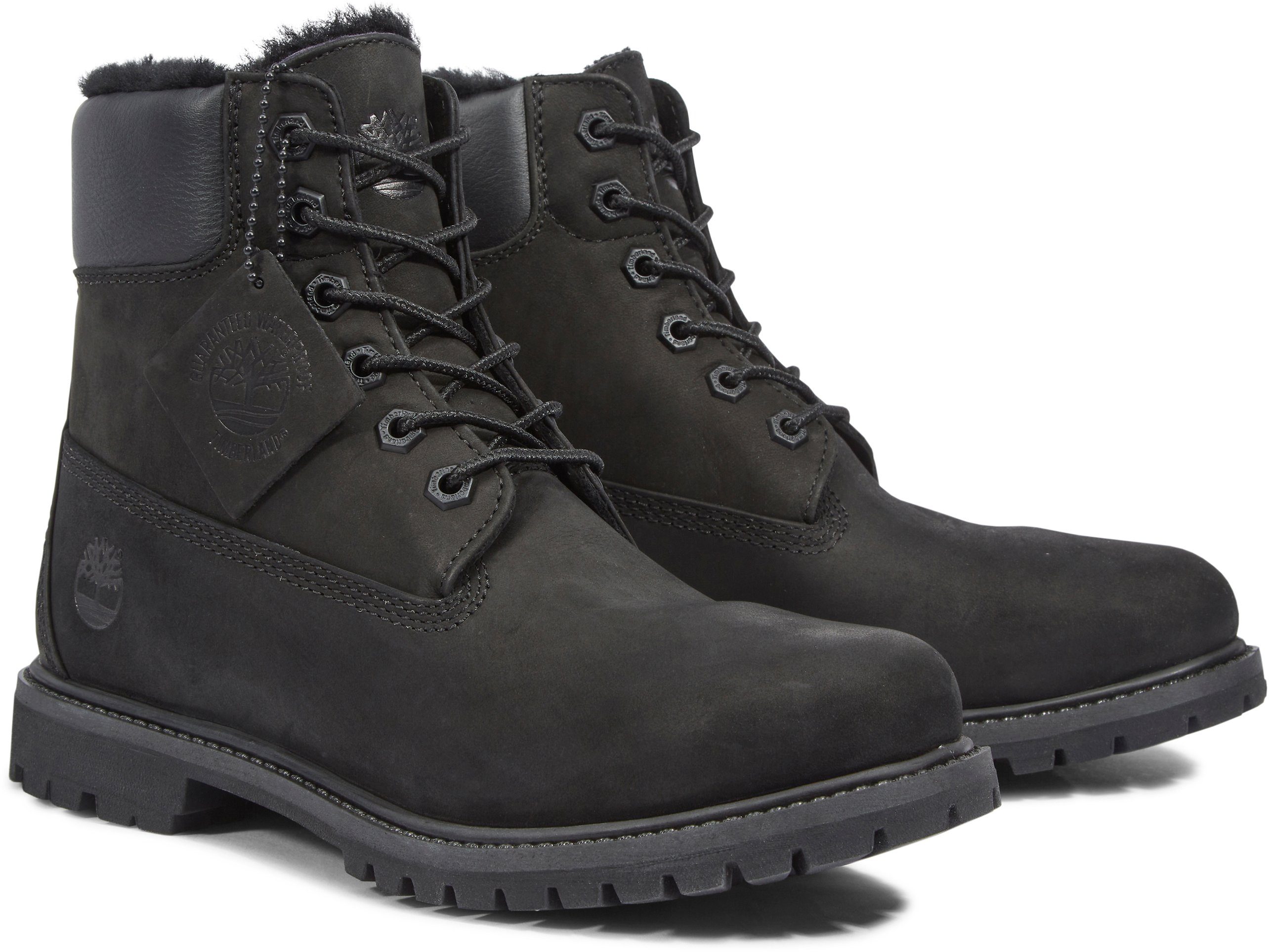 Timberland 6in Premium Shearling Schnürboots wärmend wasserdicht schwarz und