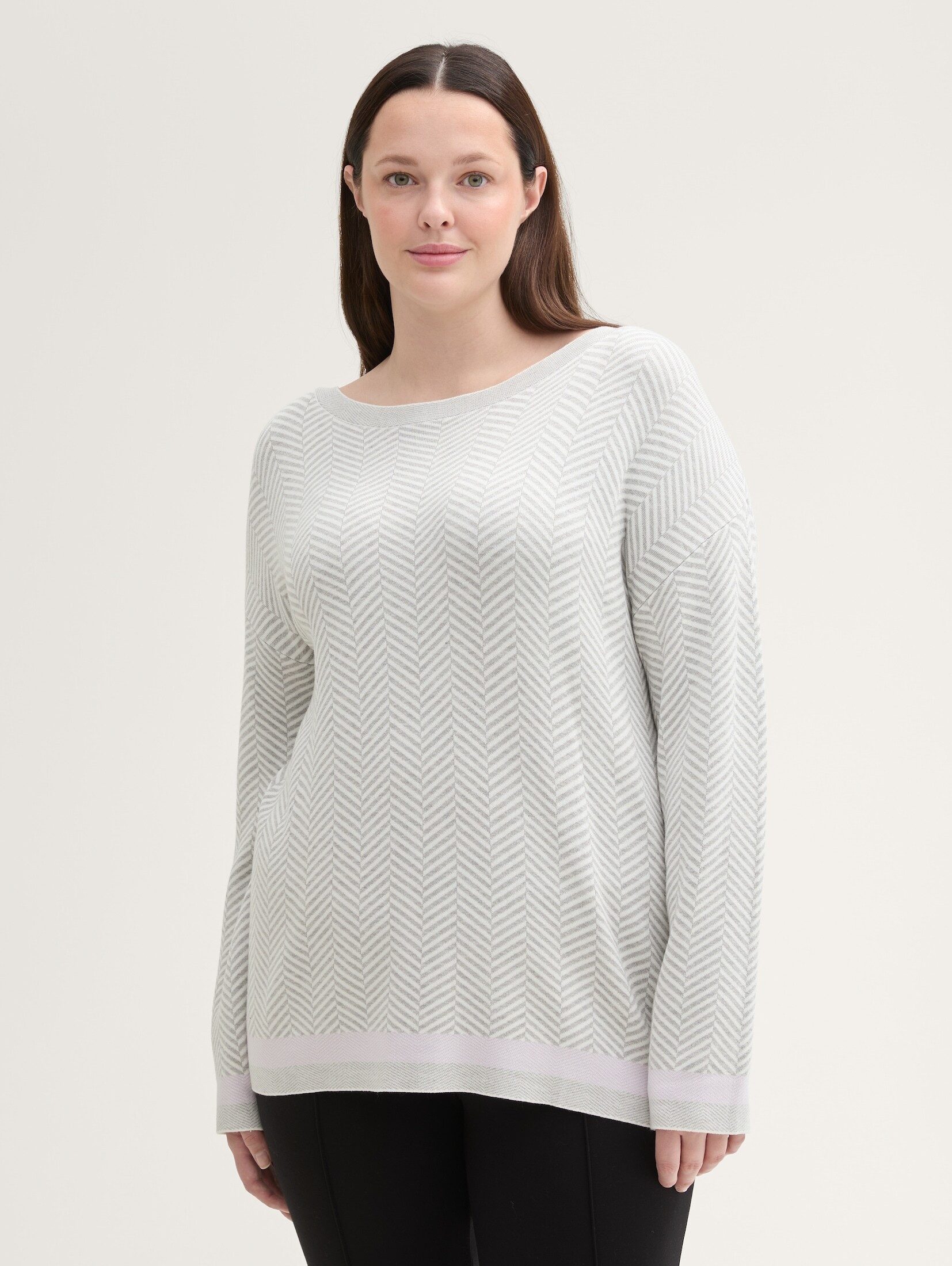 Strickpullover Plus Size - Pullover mit Fischgrätenmuster