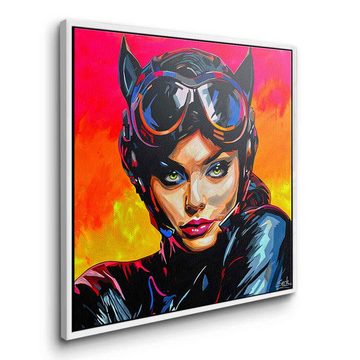 DOTCOMCANVAS® Leinwandbild Sunset Cat, Leinwandbild Sunset Cat square Comic Portrait Kunstdruck