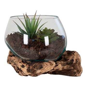 House Nordic Bücherregal San Marino Waterdrop - Wassertropfen aus Teakholz und Glas, Natur, ...