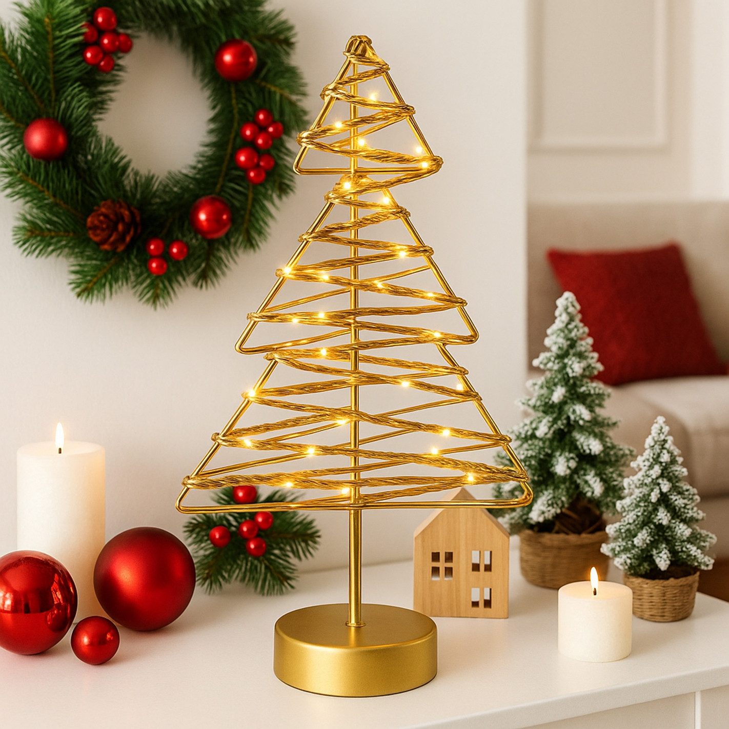I.GE.A. LED-Dekofigur LED-Dekoobjekt Baum (1 St), Tannenbaum Metall Gold wa günstig online kaufen