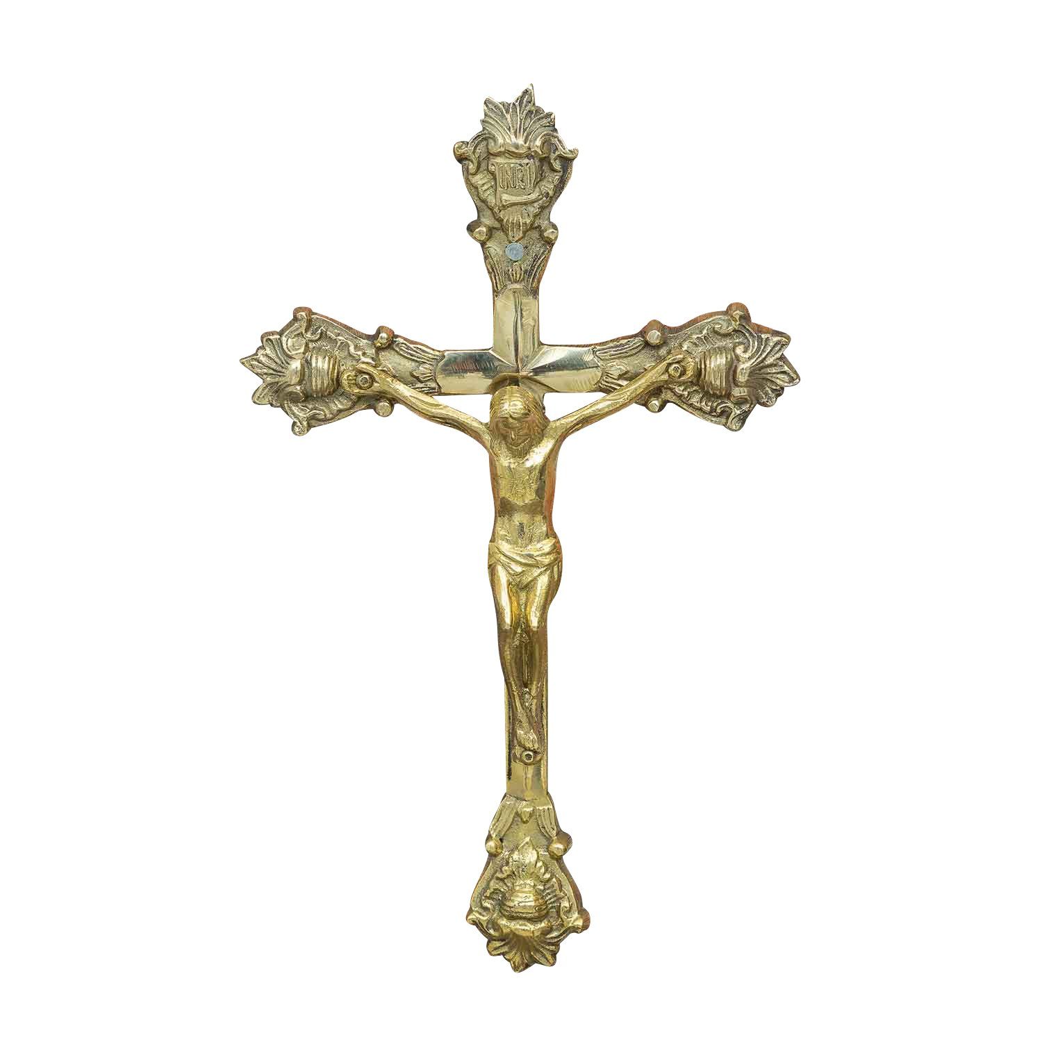 Antik-Stil Kirche Altarkreuz Aubaho 32cm Messing Dekoobjekt Kreuz Wandkreuz Kruzifix