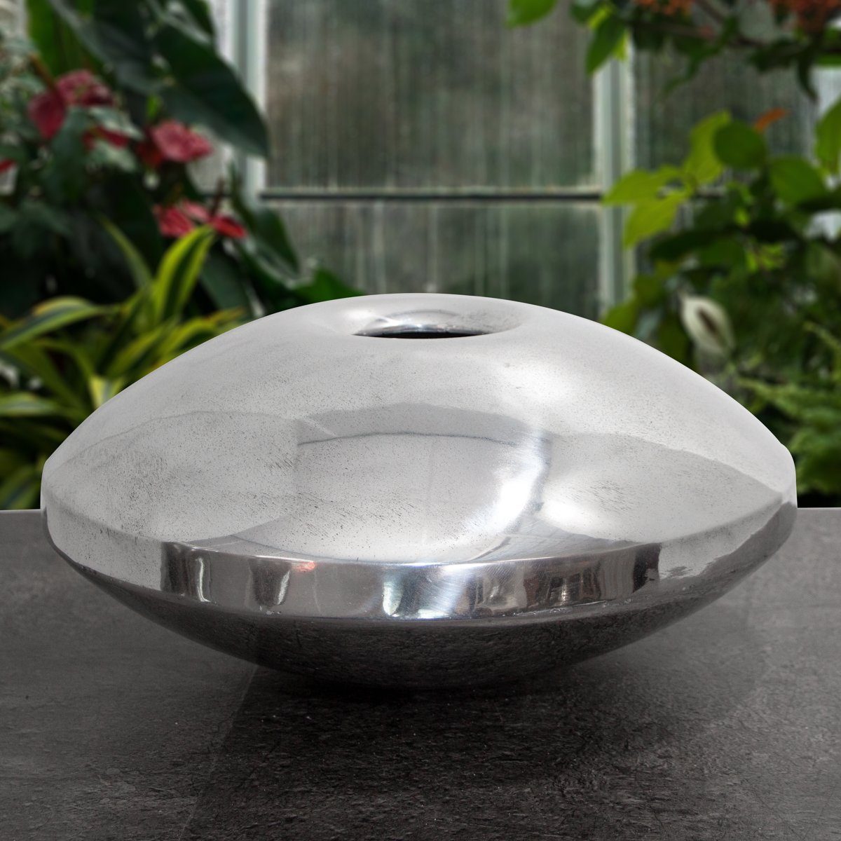 Antikas Wanddekoobjekt Blumenvase, Aluminium, Oval, Blumenvase, Glanz