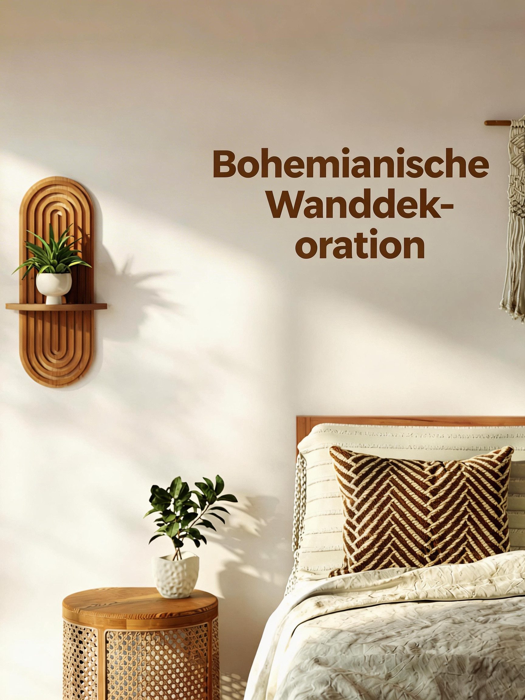 Bamworld Deko-Wandregal 2-stufiges Holz-Wandregal im Boho-Stil, 23x43 cm, 1-tlg., Mid-Century Modern Deko für Wohnraum, Schlafzimmer & Bad – Bild 4 von 5