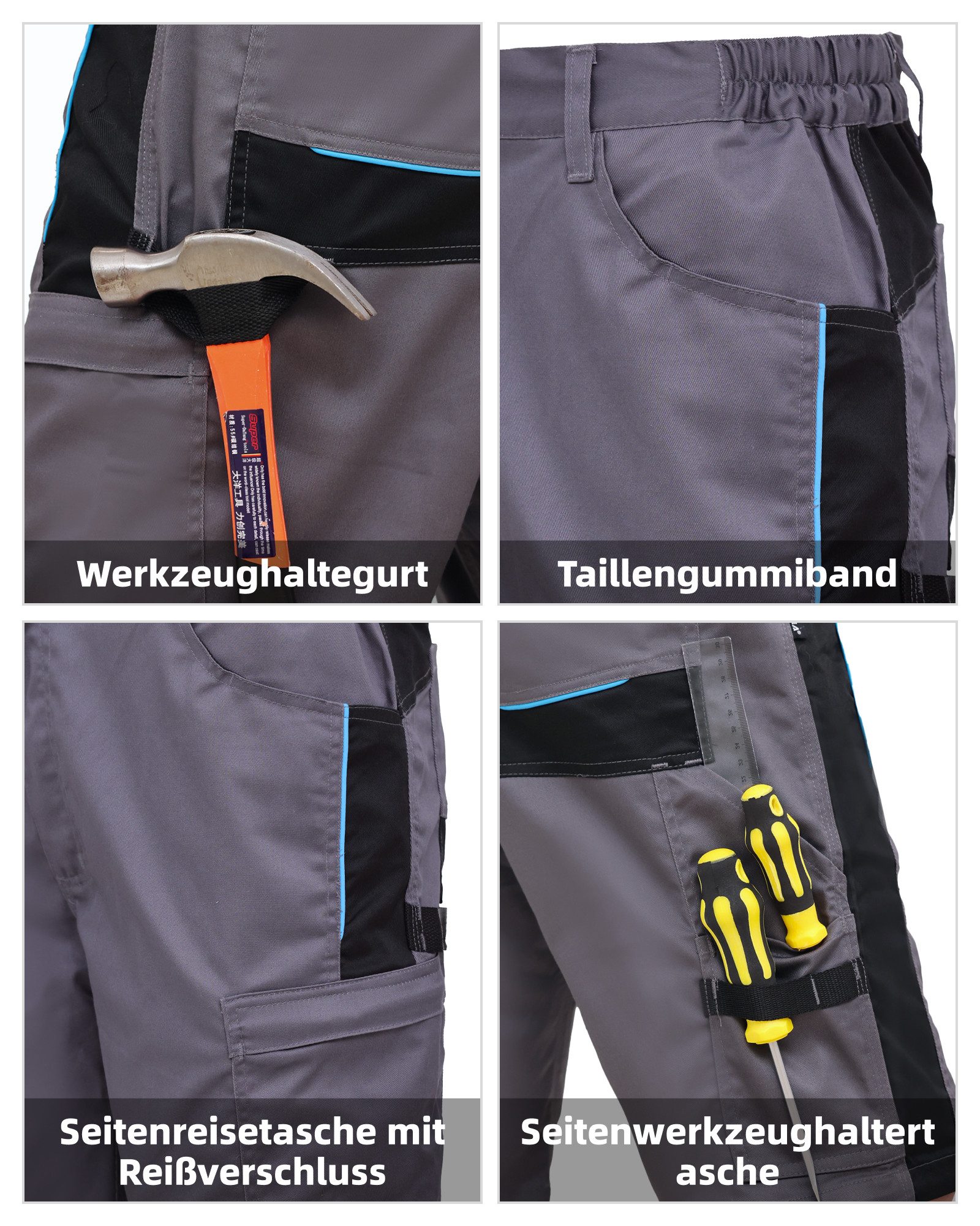 WORK IDEA Arbeitsshorts Herren Stretch-Arbeitsshorts mit zahlreichen Taschen & Werkzeugtaschen (1-tlg)