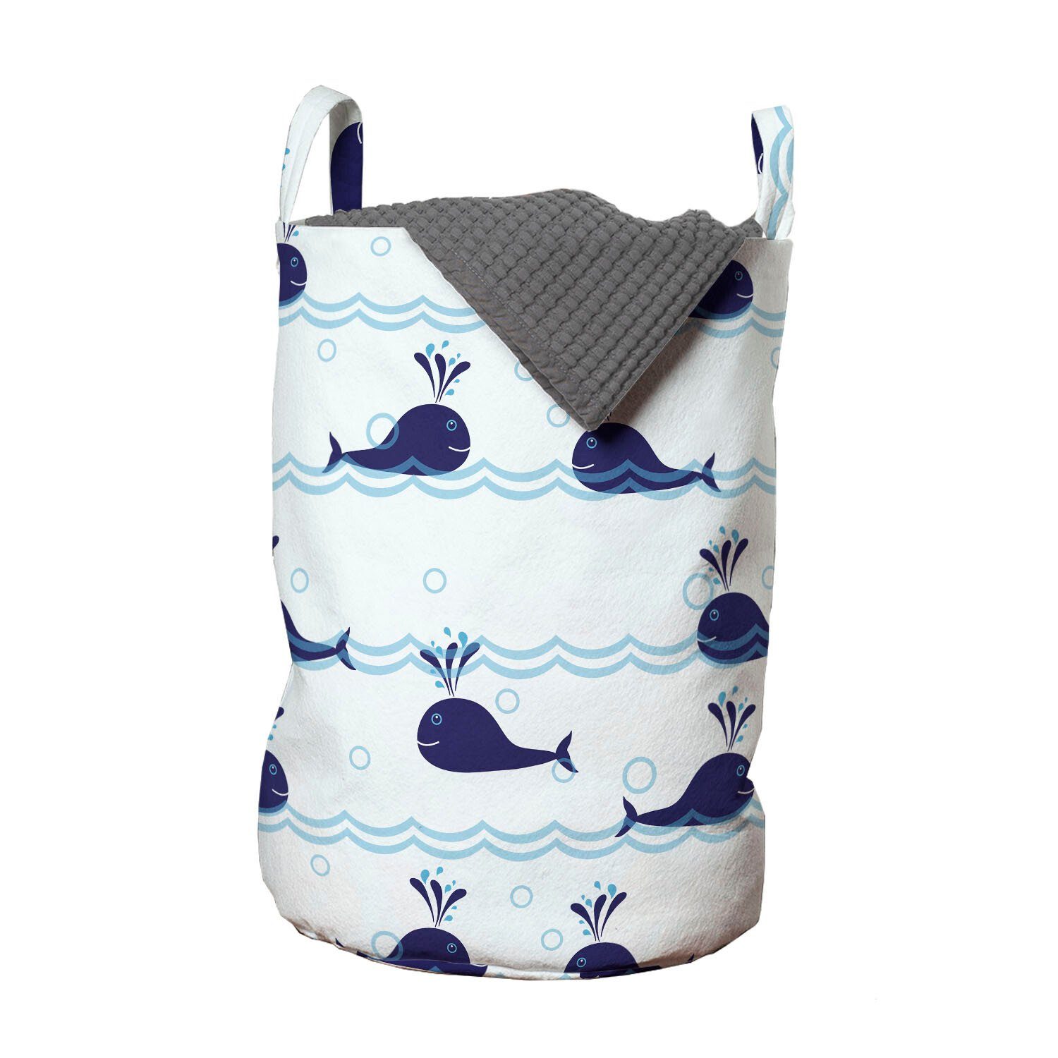 Abakuhaus Wäschesäckchen Wäschekorb mit Fische Blaue Wasser dem Griffen Kordelzugverschluss Wal auf Waschsalons, für