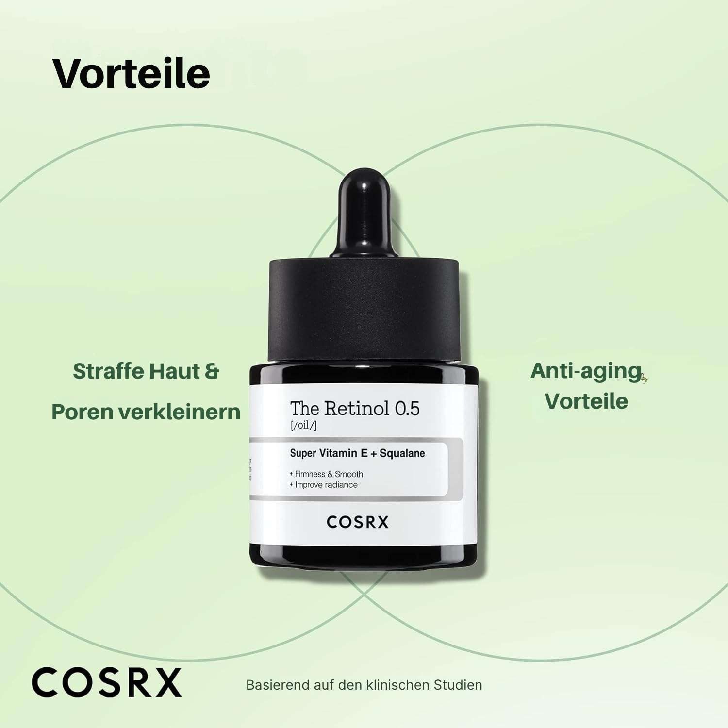 Cosrx Gesichtsserum The Retinol 0.5 Oil 20ml – Gesichtsöl mit 0,5 % Retinol gegen Falten & feine Linien, mit Vitamin E & Squalan, Anti-Aging Nachtpflege, zur Verbesserung der Hautelastizität, Korean Skincare