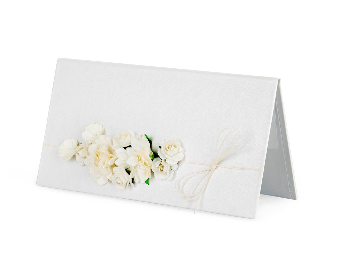 für partydeco Hochzeitskarte Etui Elegantes 19,5x10,5cm Geldgeschenke Grußkarten, perlweiß